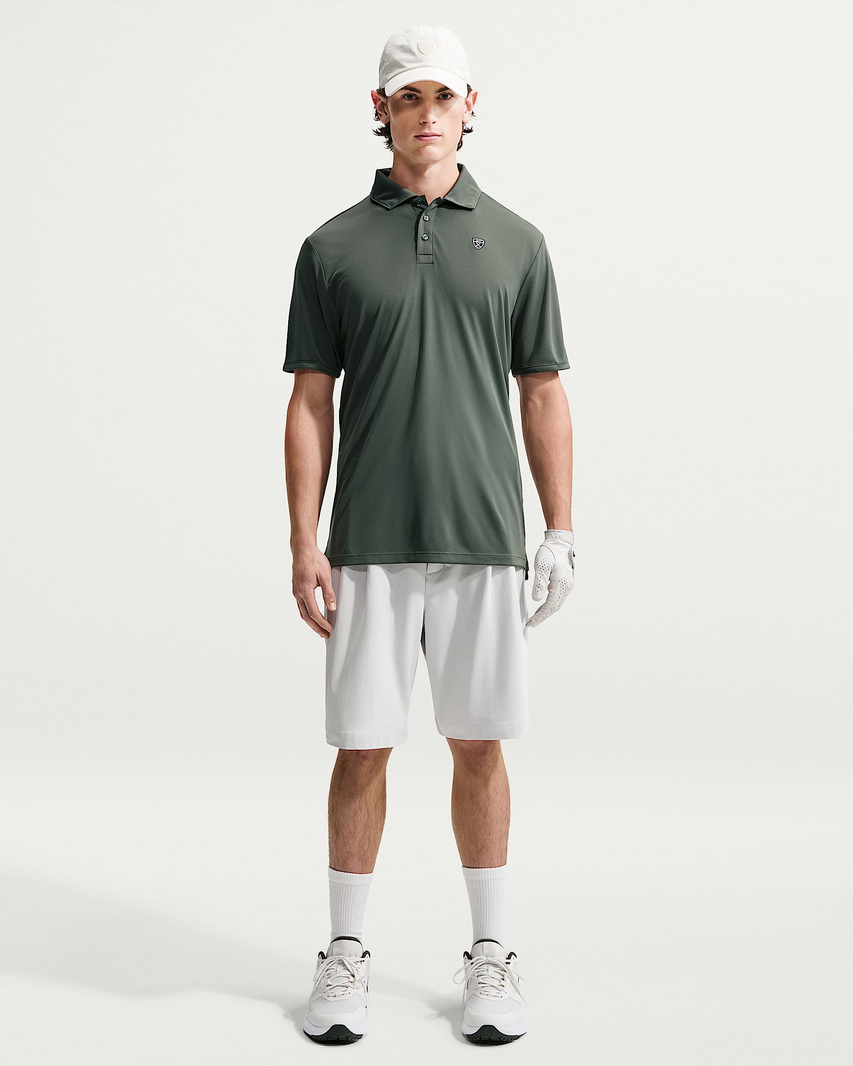 Nike Par Men's Dri-FIT Chest Logo Golf Polo - Camo Green/White