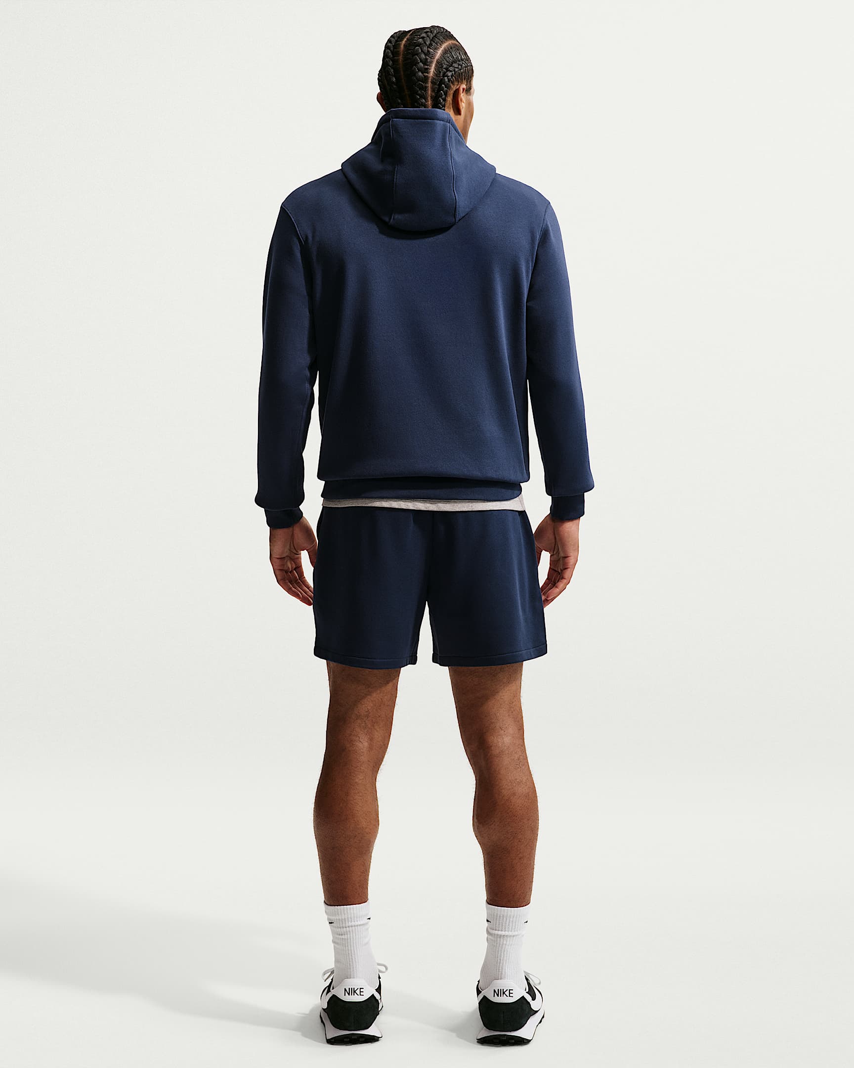 Felpa pullover in fleece con cappuccio Nike Club – Uomo - Ossidiana/Ossidiana/Bianco