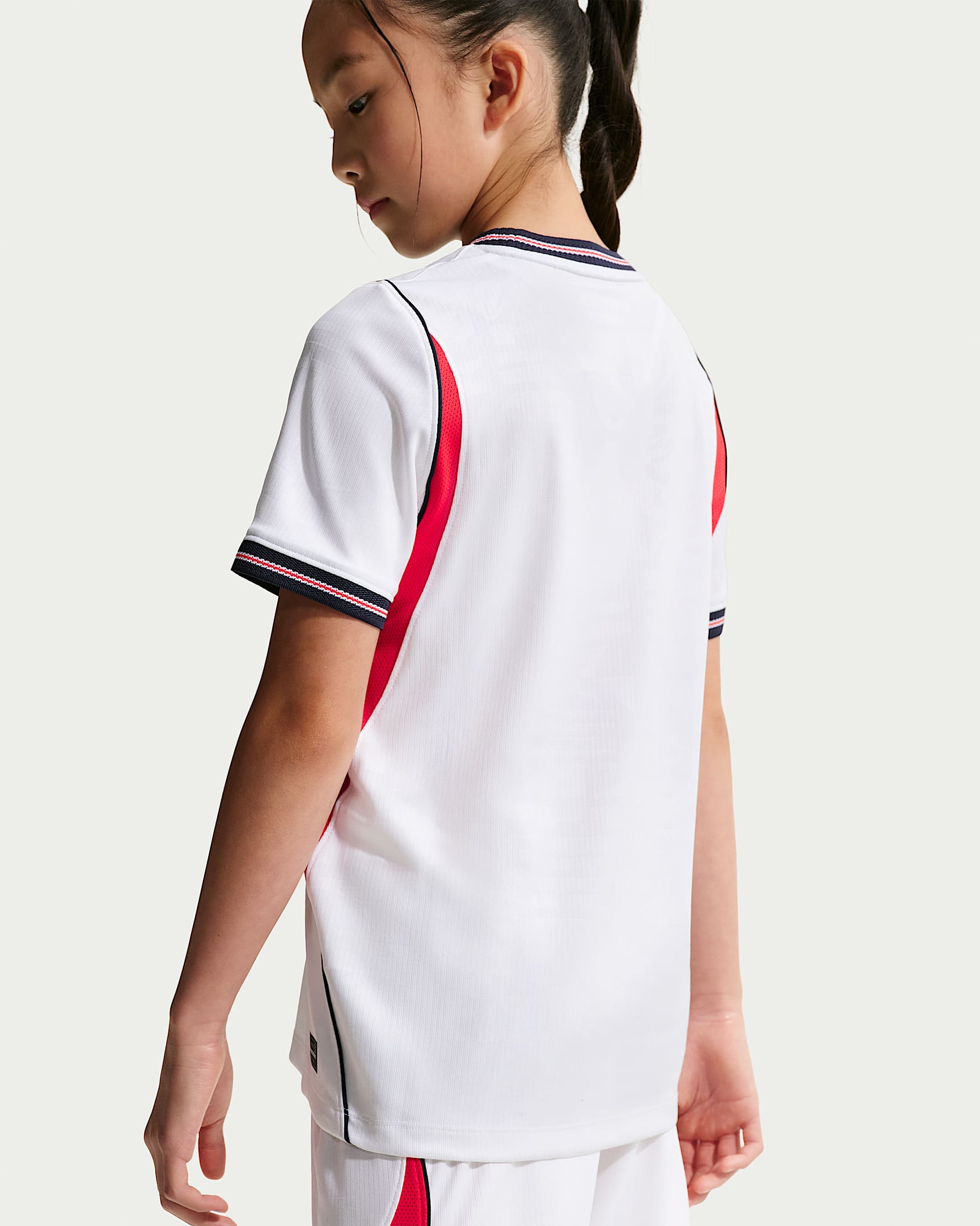 イングランド ナショナルチーム 2026 スタジアム ホーム ジュニア ナイキ Dri-FIT サッカー ユニフォーム トップス - ホワイト/スピードレッド/オブシディアン/オブシディアン