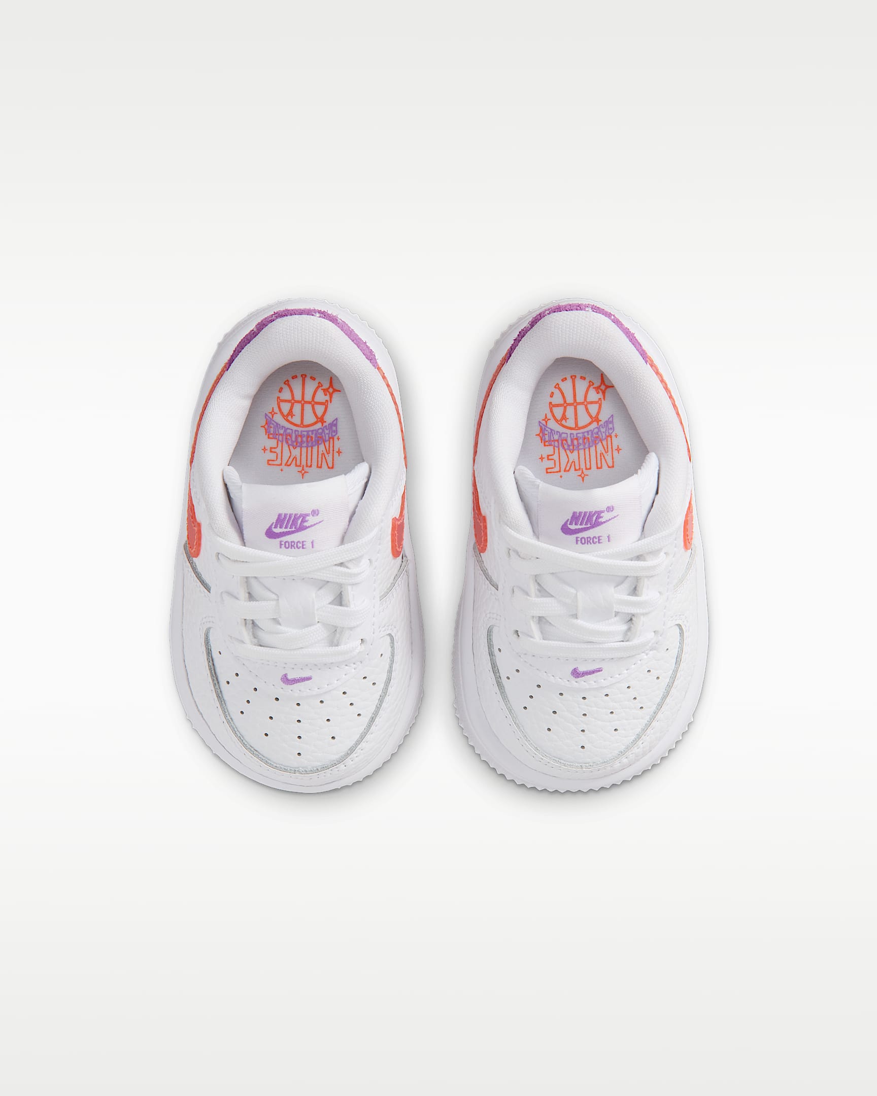 Nike Force 1 Low Baby/Toddler Shoes - White/Turf Orange/Bright Violet