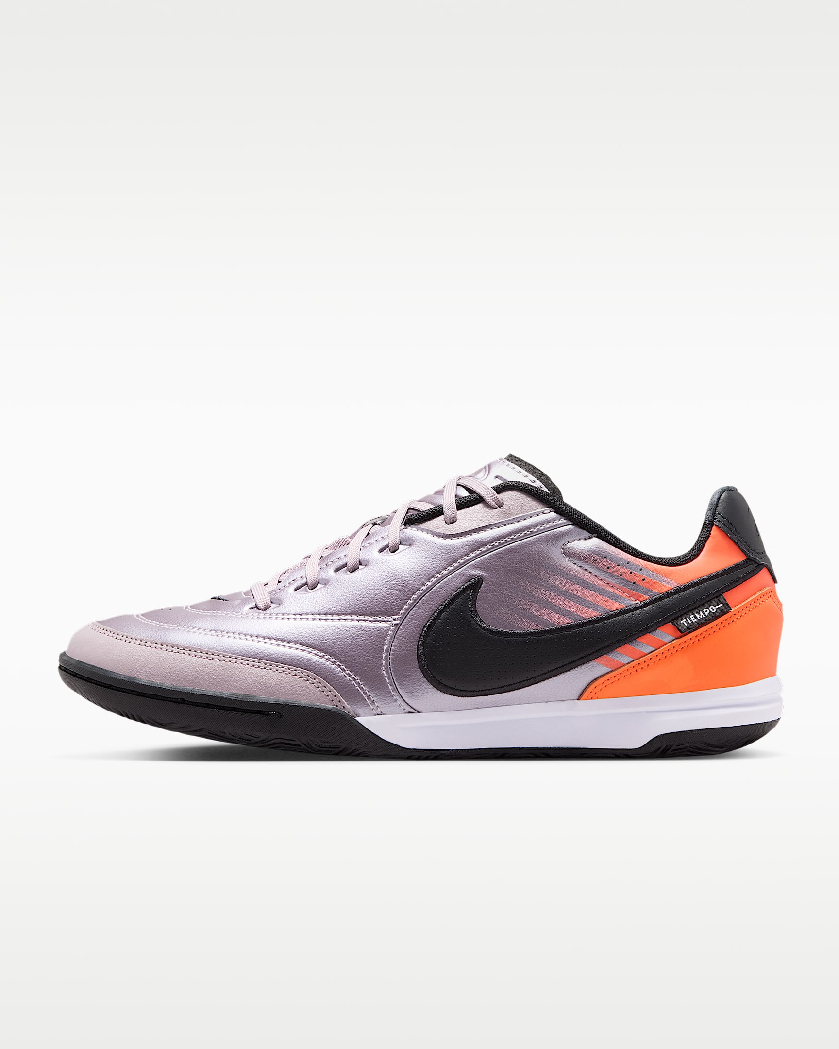 Nike Tiempo Streetgato PRM Heritage Indoor/Court Low-Top Soccer Shoes - Bleached Lilac/Total Orange/Black