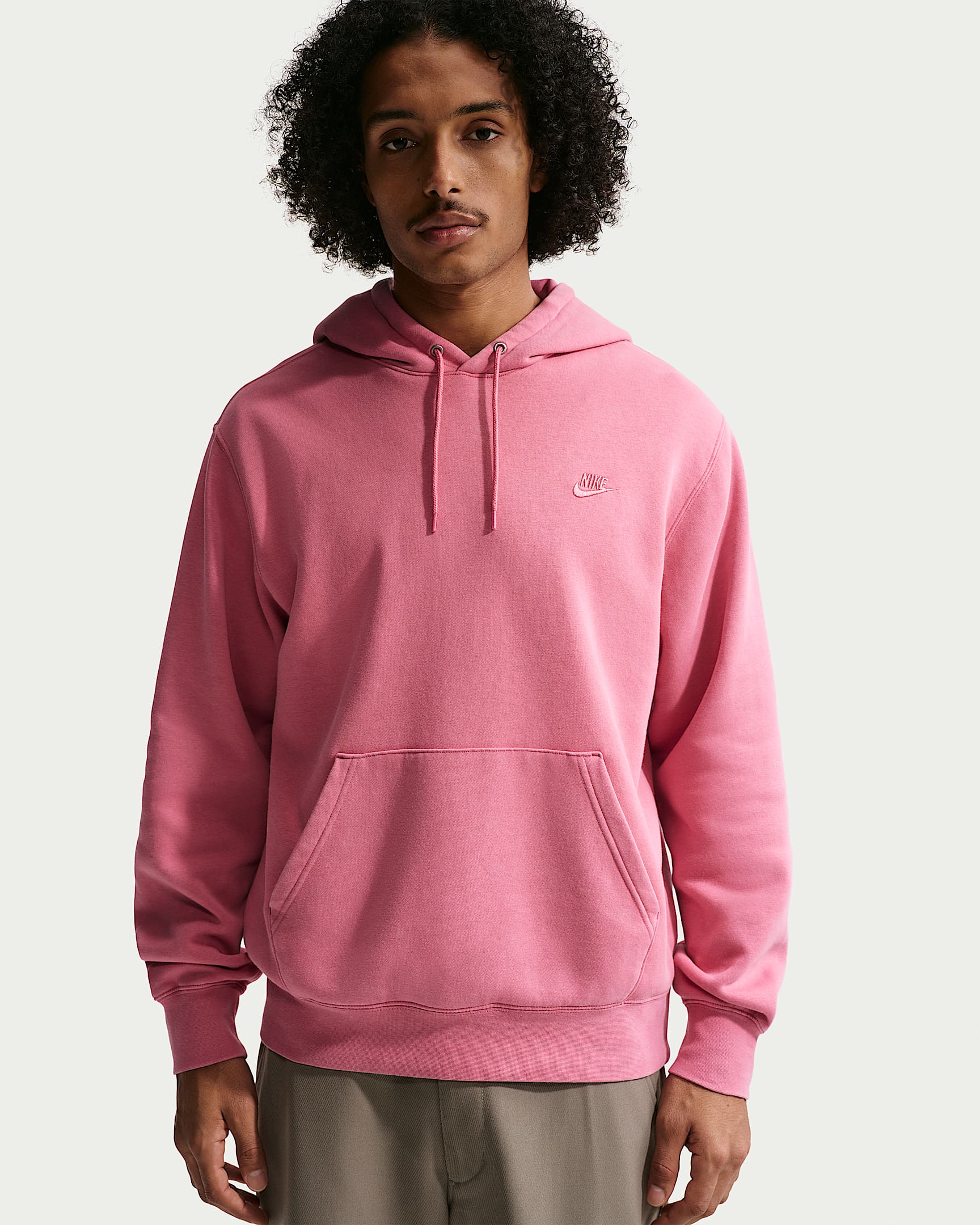Nike Sportswear Club Men's Washed Fleece Hoodie - Peony/Peony