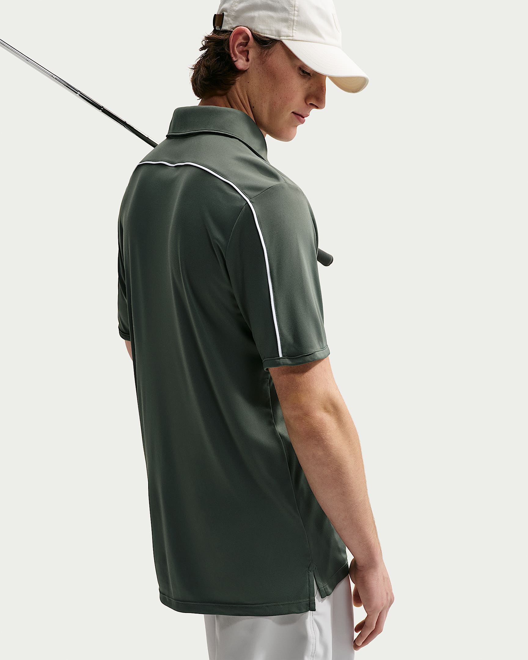 Nike Par Men's Dri-FIT Chest Logo Golf Polo - Camo Green/White