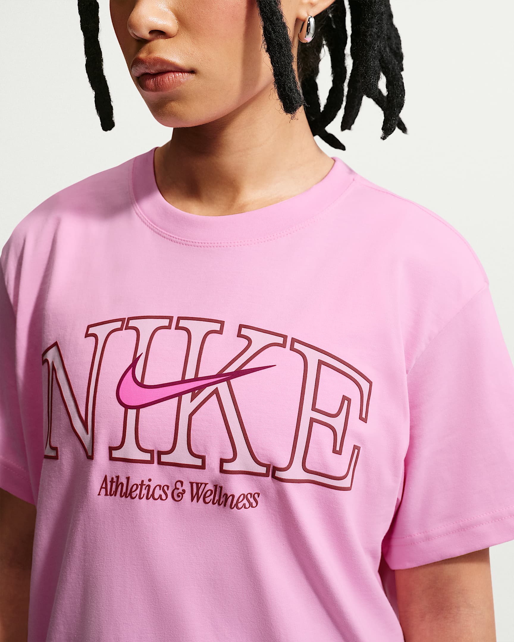 Playera oversized para mujer Nike Sportswear Classic - Rosa amanecer