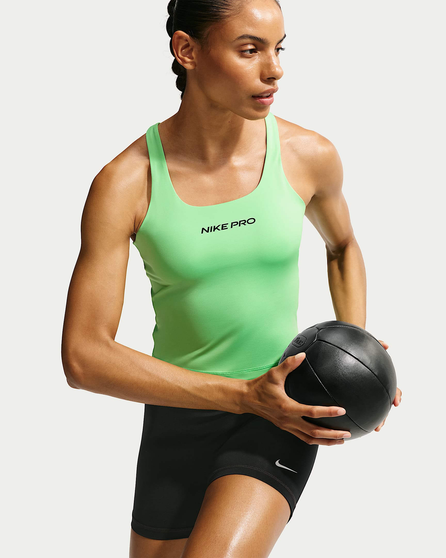 Nike Pro Sculpt Women's Medium-Support Padded Sports Bra Tank Top - Illusion Green/Cucumber Calm/Black
