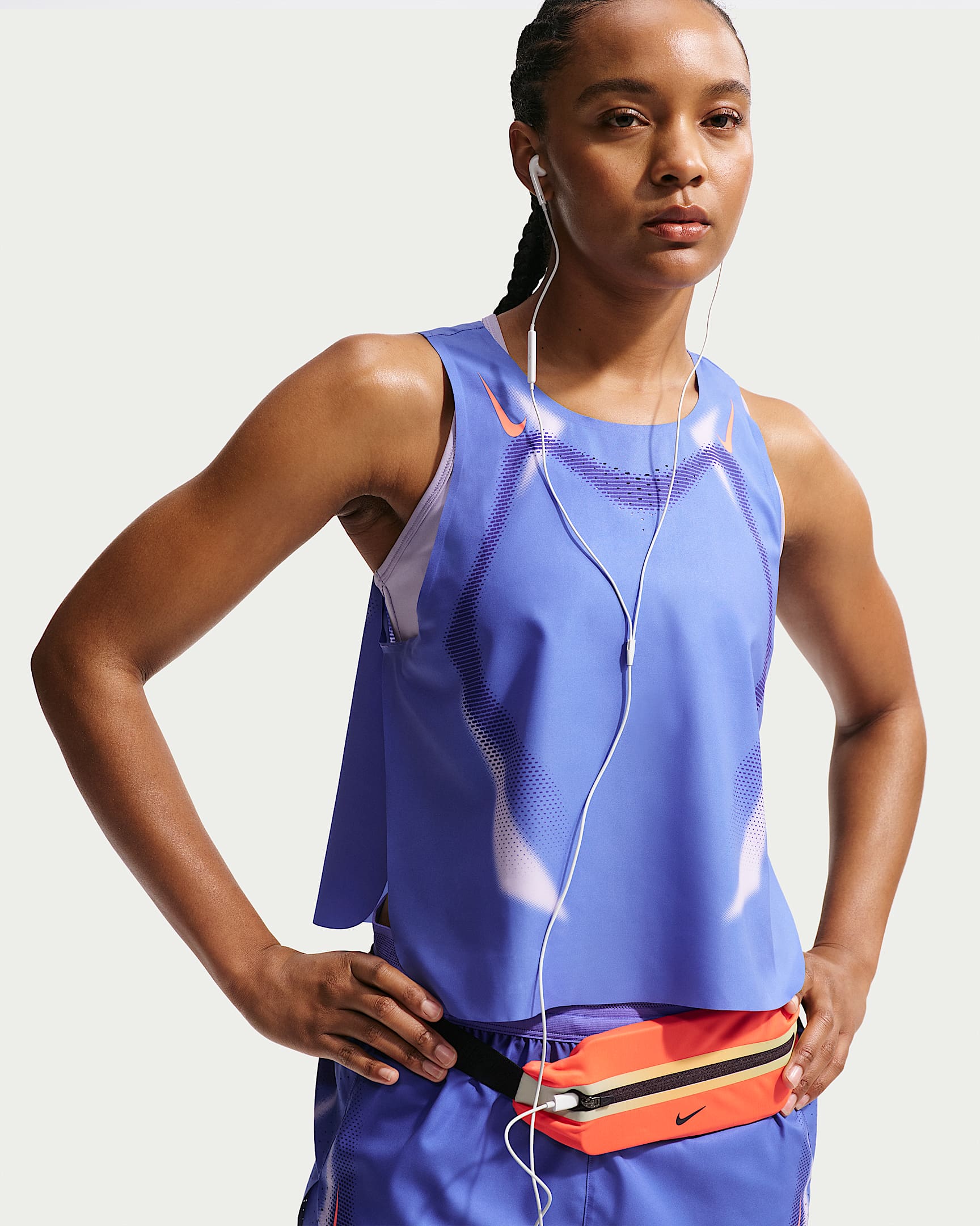 Nike AeroSwift Women's Dri-FIT ADV Cropped Running Tank Top - Sapphire/Hot Lava/Hot Lava