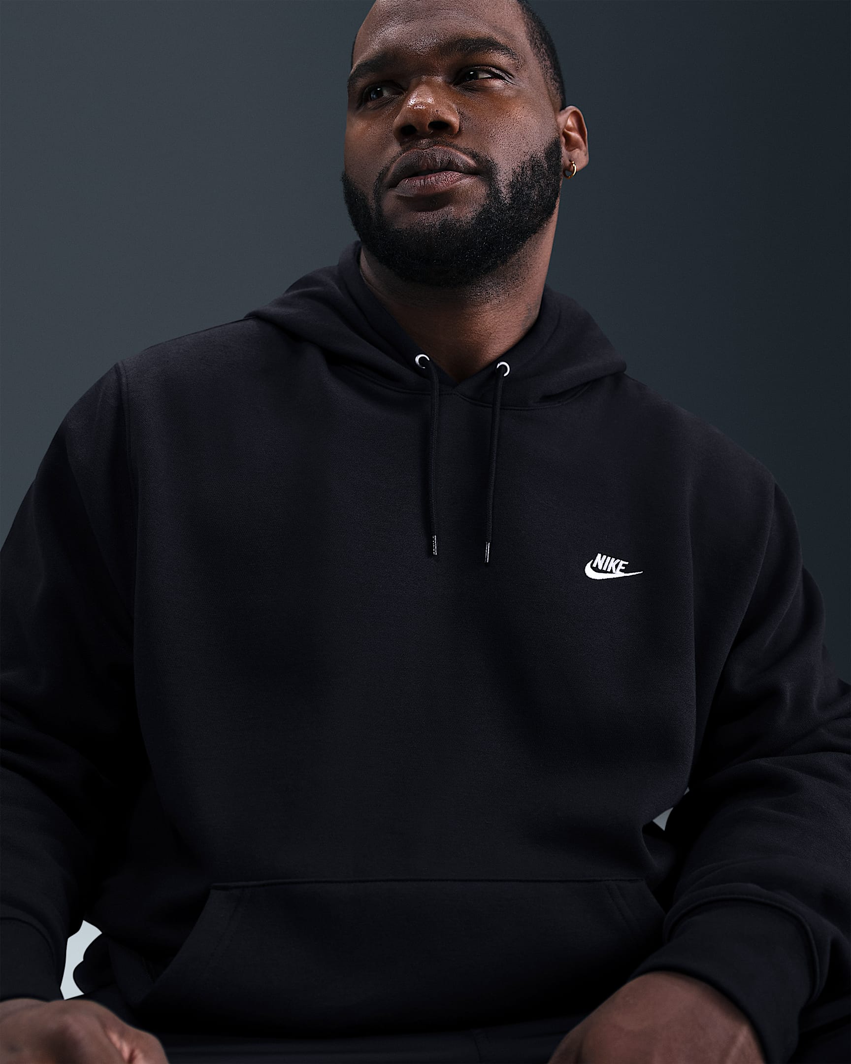 Nike Club Fleece Erkek Kapüşonlu Sweatshirt'ü - Siyah/Siyah/Beyaz