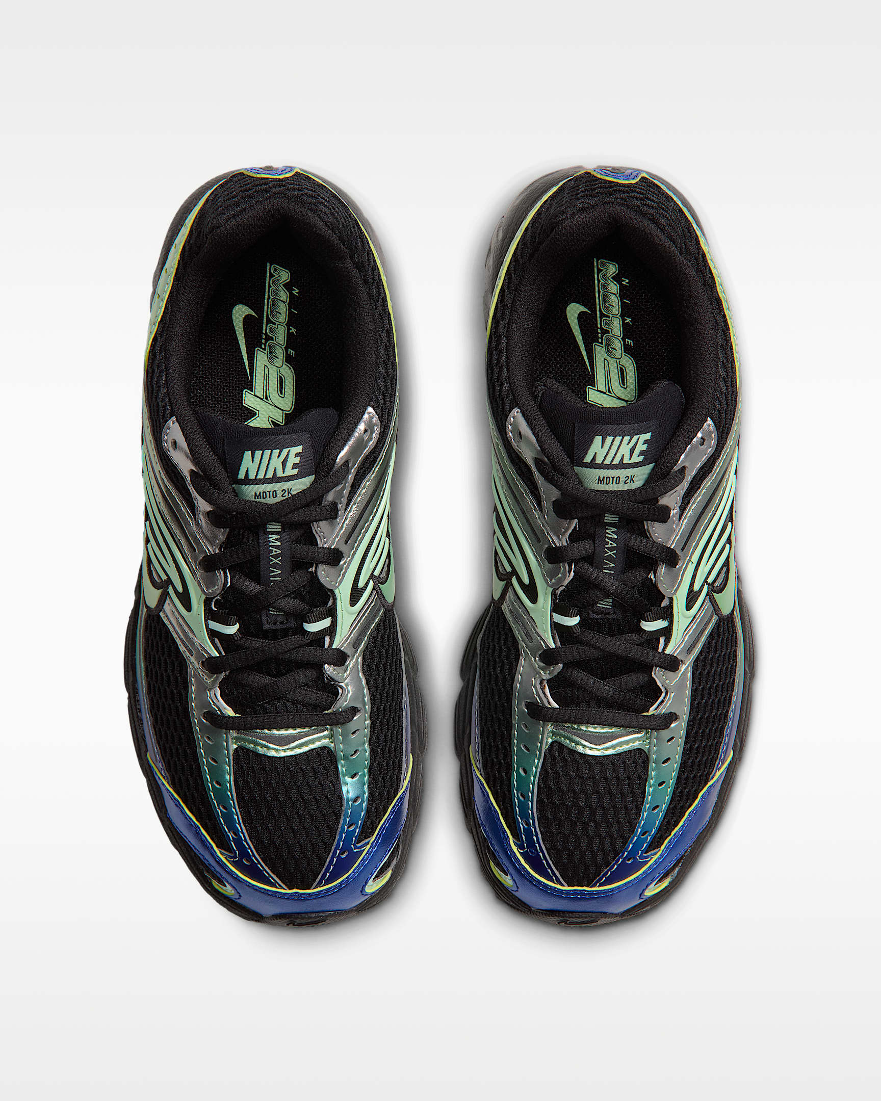 Chaussures Nike Air Max Moto 2K pour femme - Noir/Metallic Silver/Old Royal/Cucumber Calm