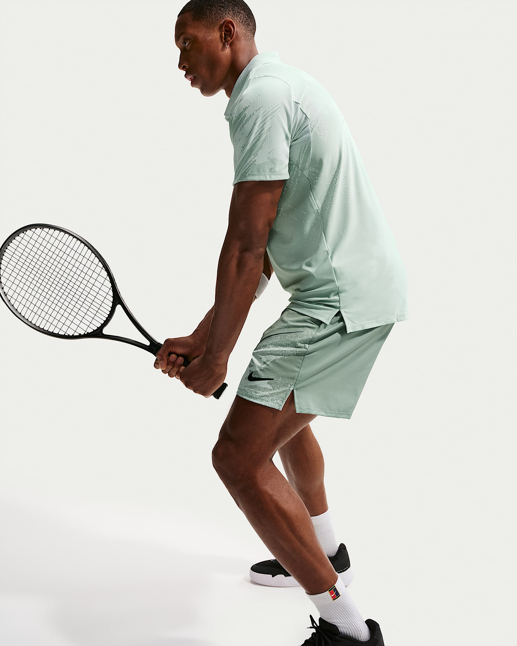 NikeCourt Slam Men's Dri-FIT Tennis Shorts - Steam/Barely Green/Black