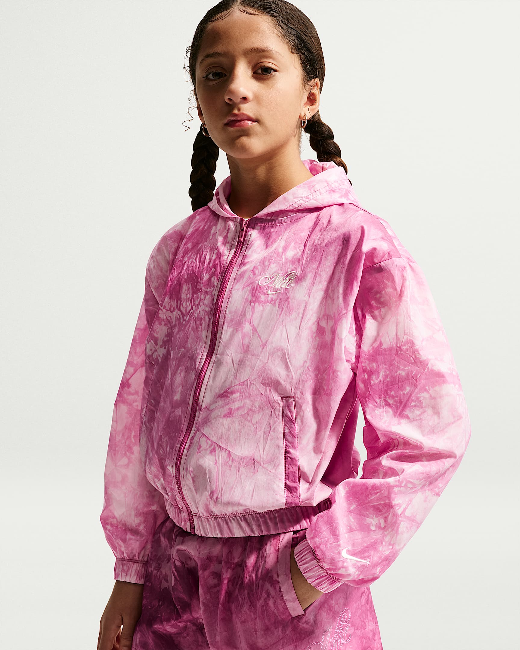 Veste de survêtement tissée Nike Sportswear Club pour fille - Sweet Beet/Soft Pearl
