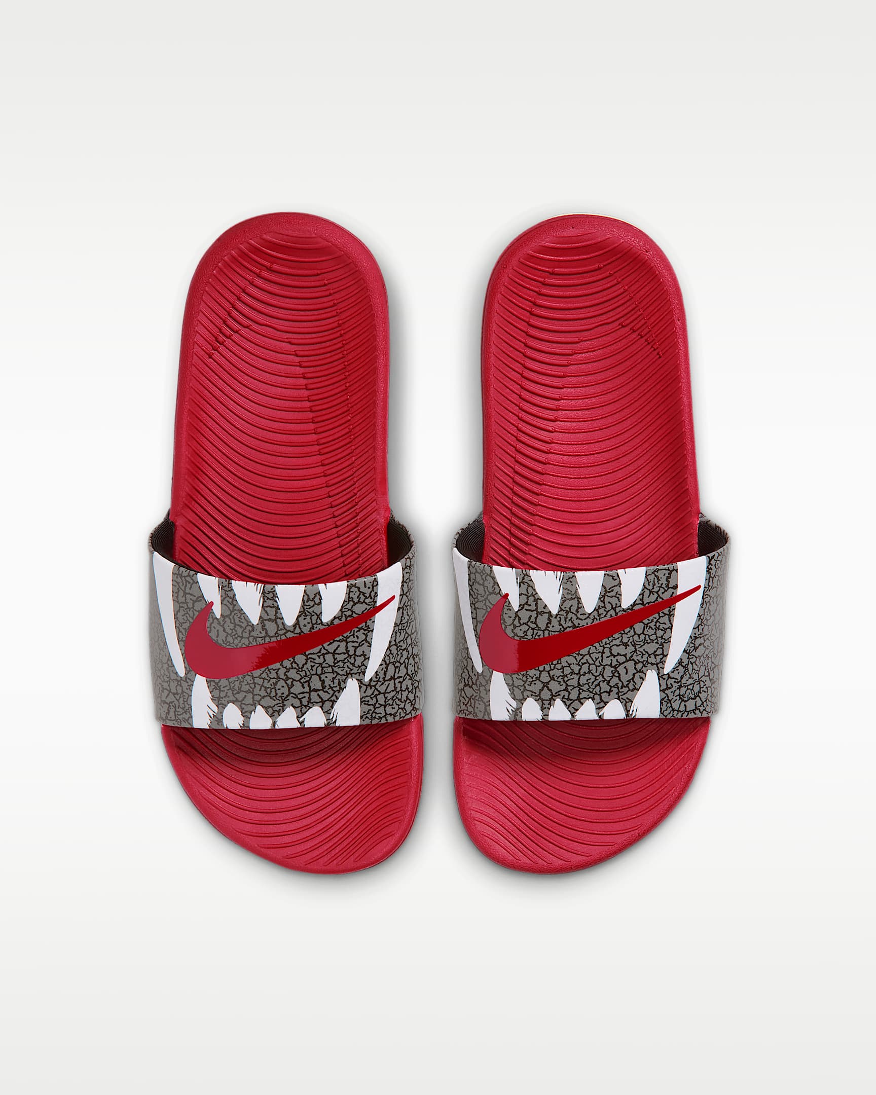 Nike Kawa SE "Werewolf" Big Kids' Slides - Black/Photon Dust/White/University Red