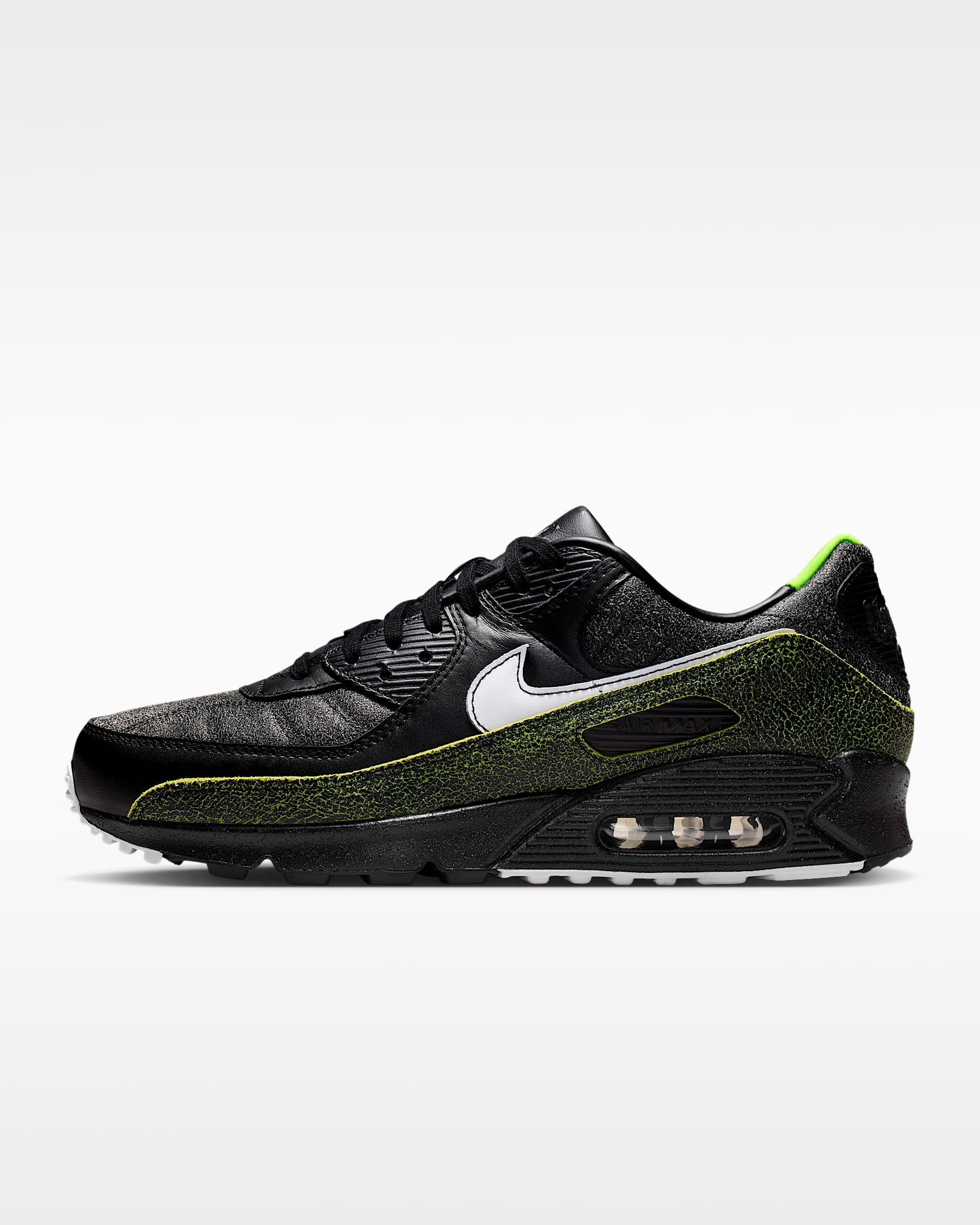 Tenis para hombre Nike Air Max 90 "Tiempo" - Negro/Negro/Verde voltaje/Blanco