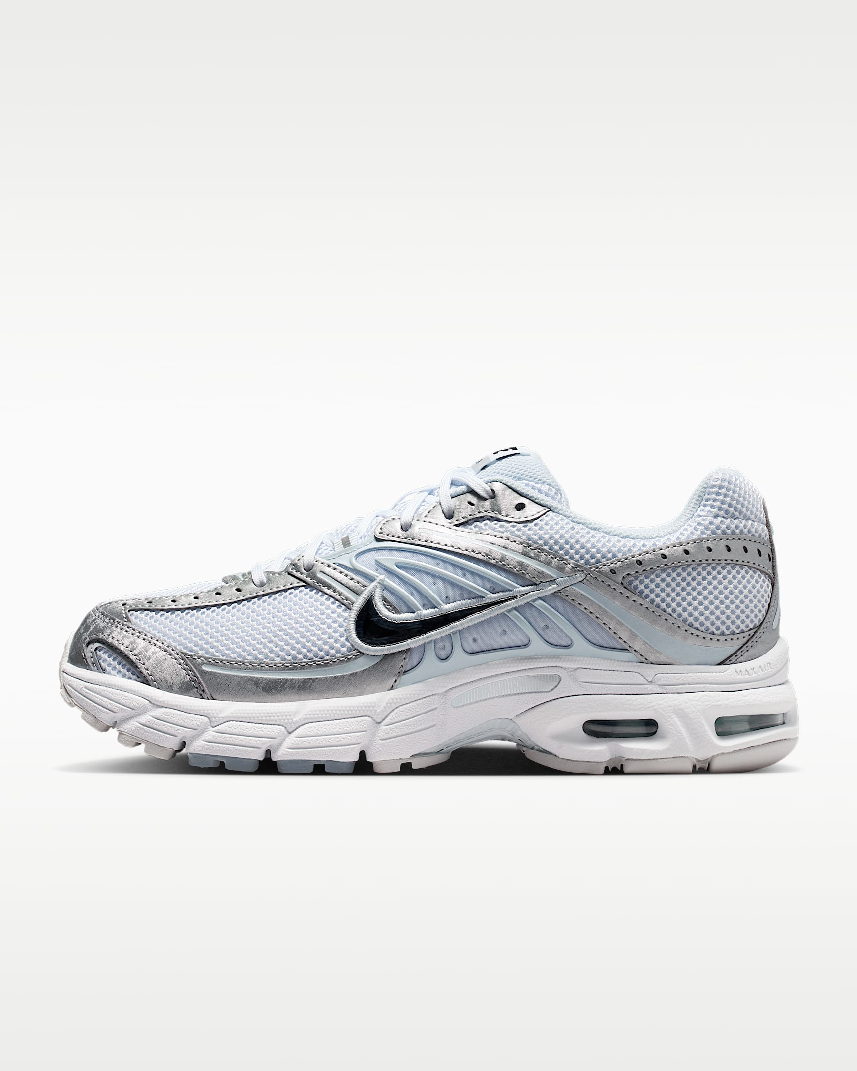 Nike Air Max Moto 2K Women's Shoes with Reflective Accents - White/Blue Tint/Neutral Grey/Metallic Silver