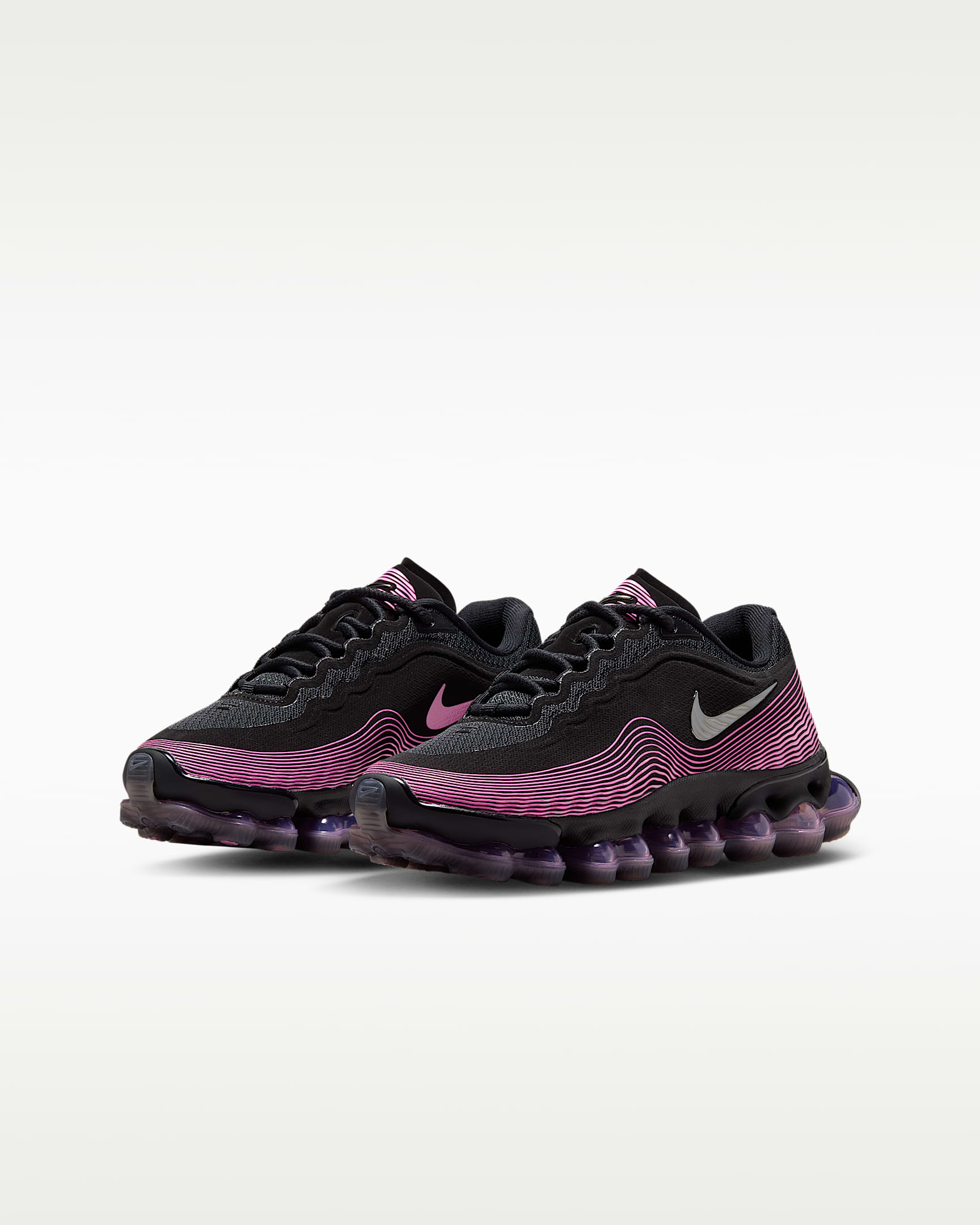 Tenis para niños grandes Nike Air Liquid Max - Negro/Rosa alegre/Rosa amanecer/Plata metalizado