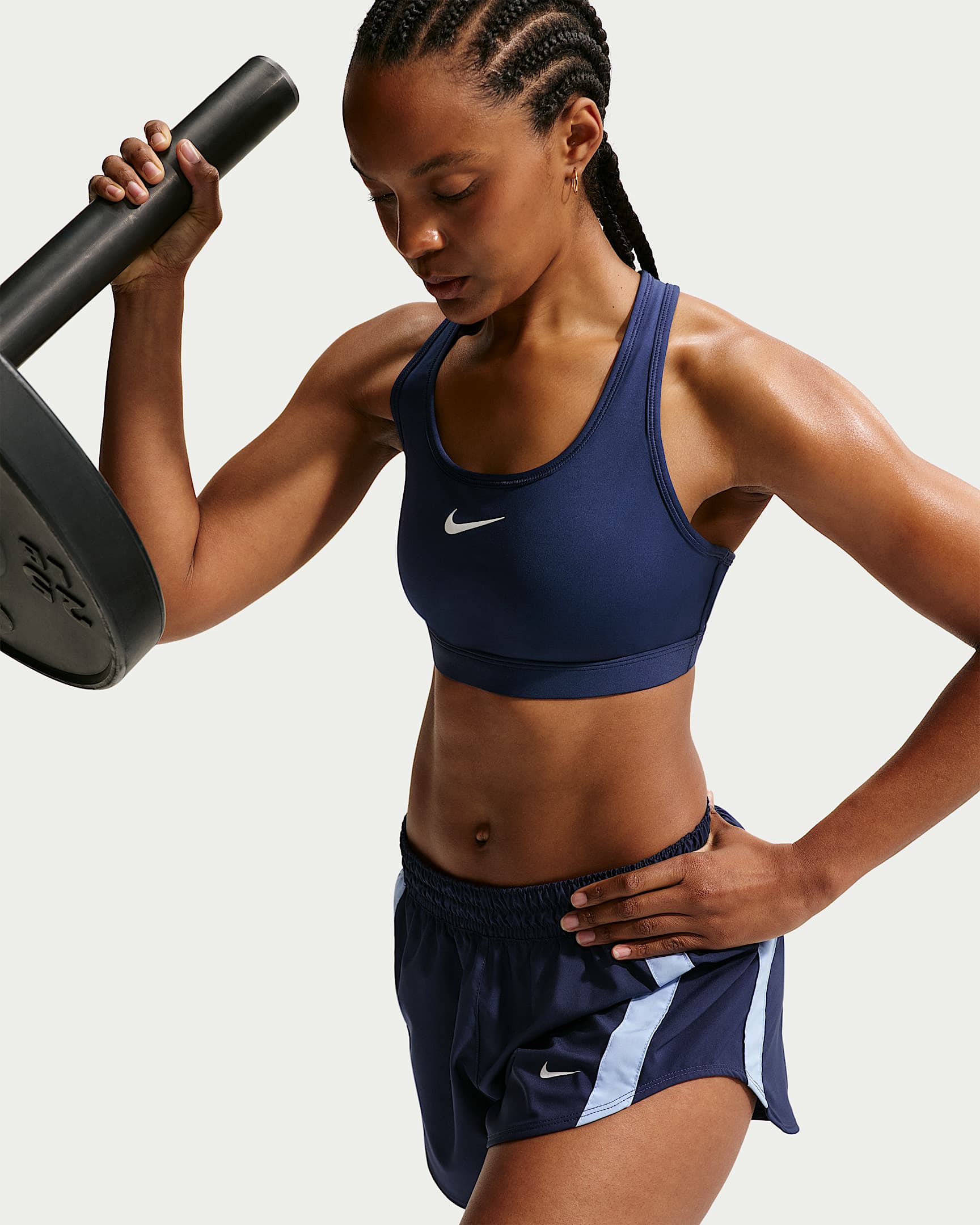 Nike Swoosh Women's Medium-Support Padded Sports Bra - Midnight Navy/White