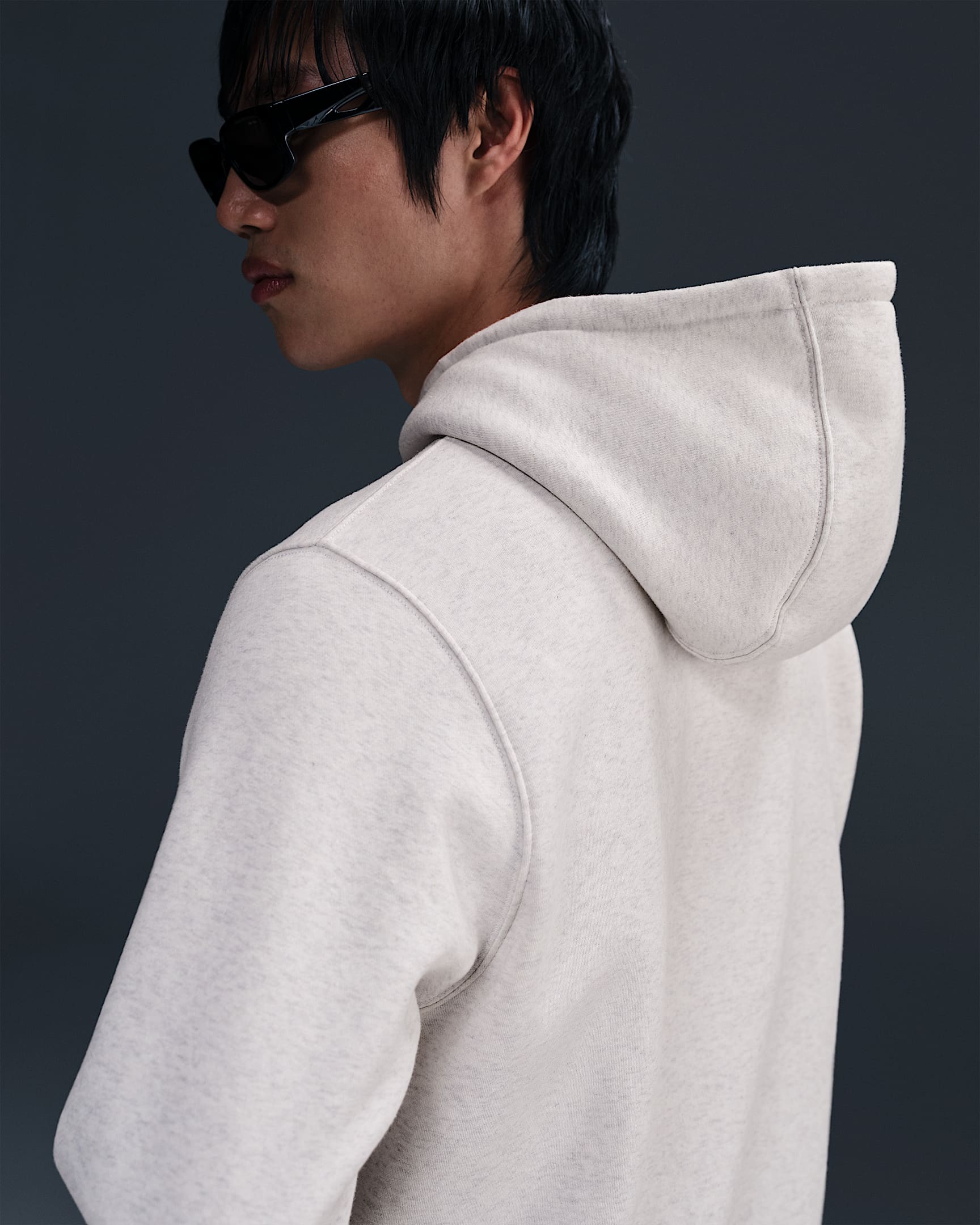 Nike Club Men's Pullover Fleece Hoodie - Birch Heather/White/White