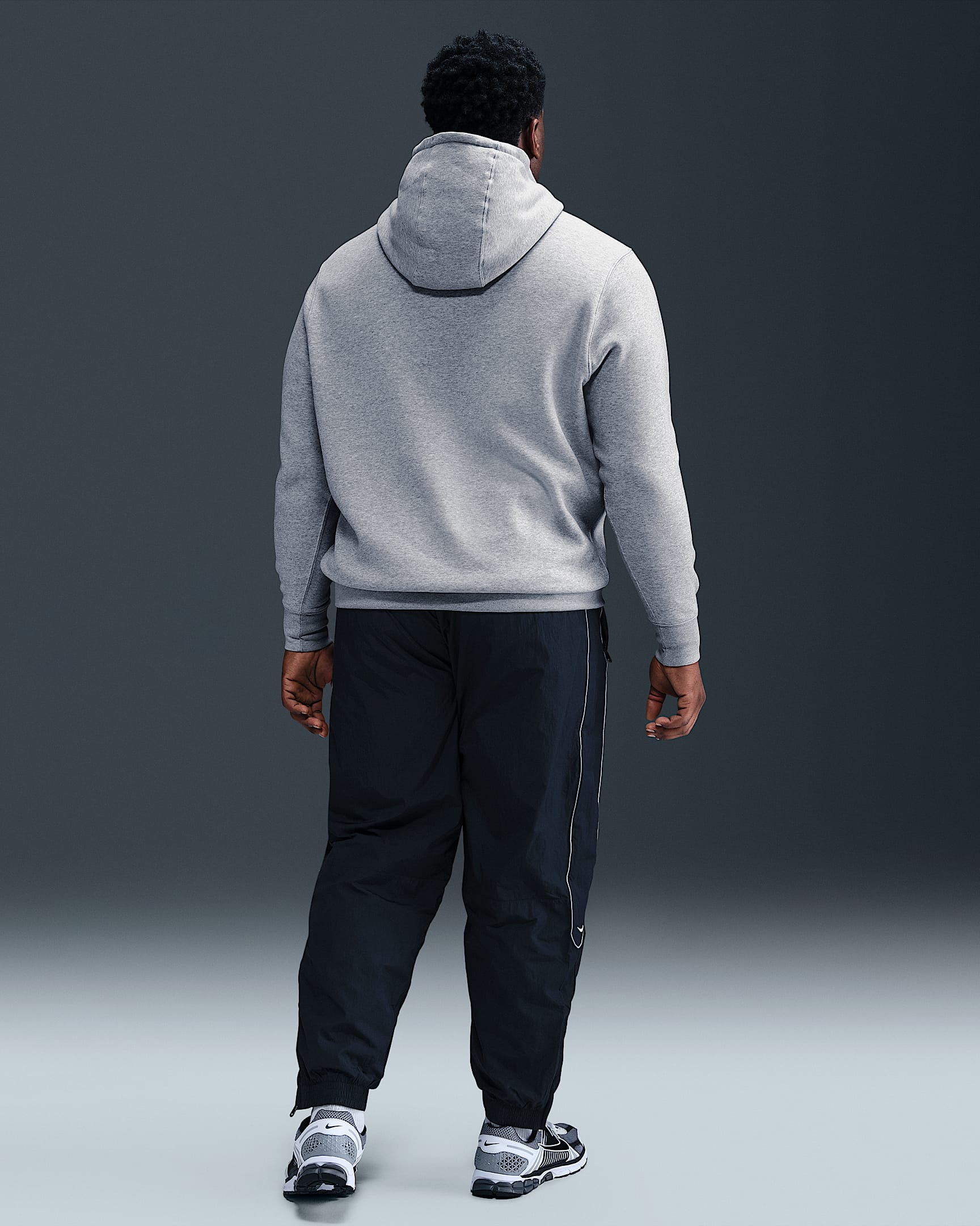 Nike Club fleecehettegenser til herre - Dark Grey Heather/Light Smoke Grey/Hvit