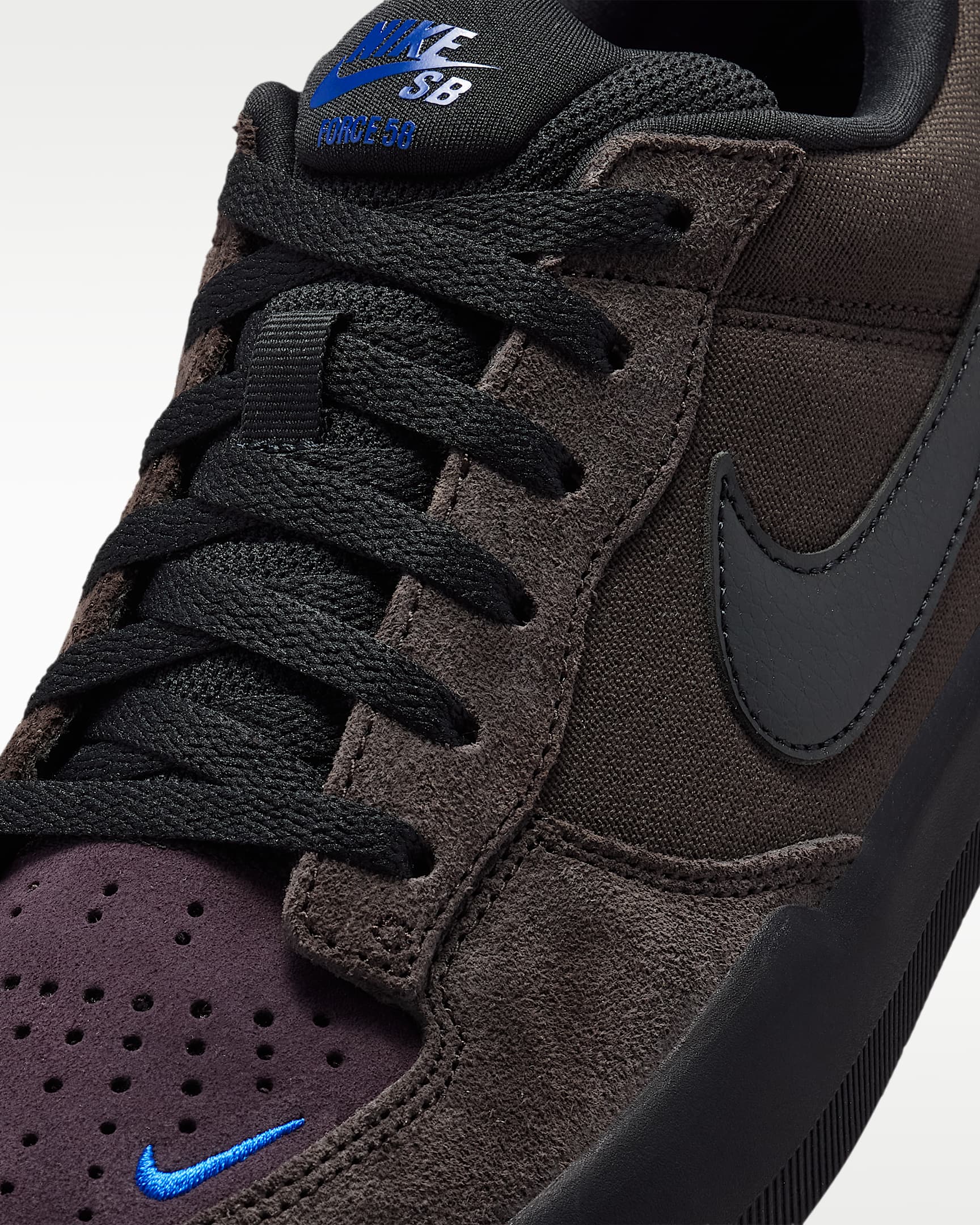Nike SB Force 58 Skate Shoes - Shadow Brown/Burgundy Ash/Racer Blue/Black