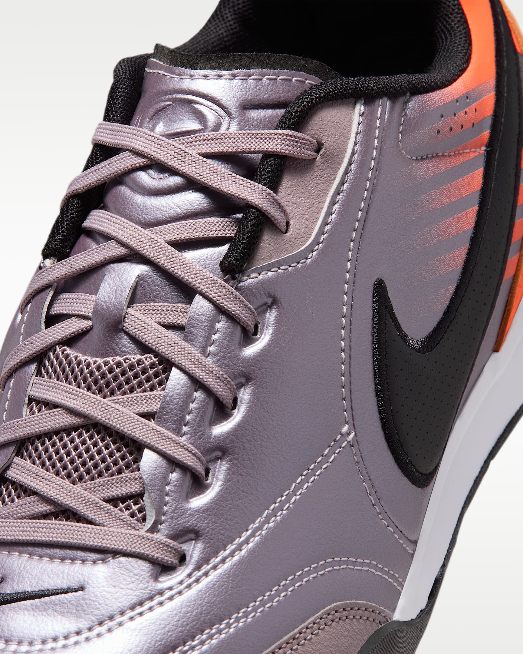 Nike Tiempo Streetgato PRM Heritage Indoor/Court Low-Top Soccer Shoes - Bleached Lilac/Total Orange/Black