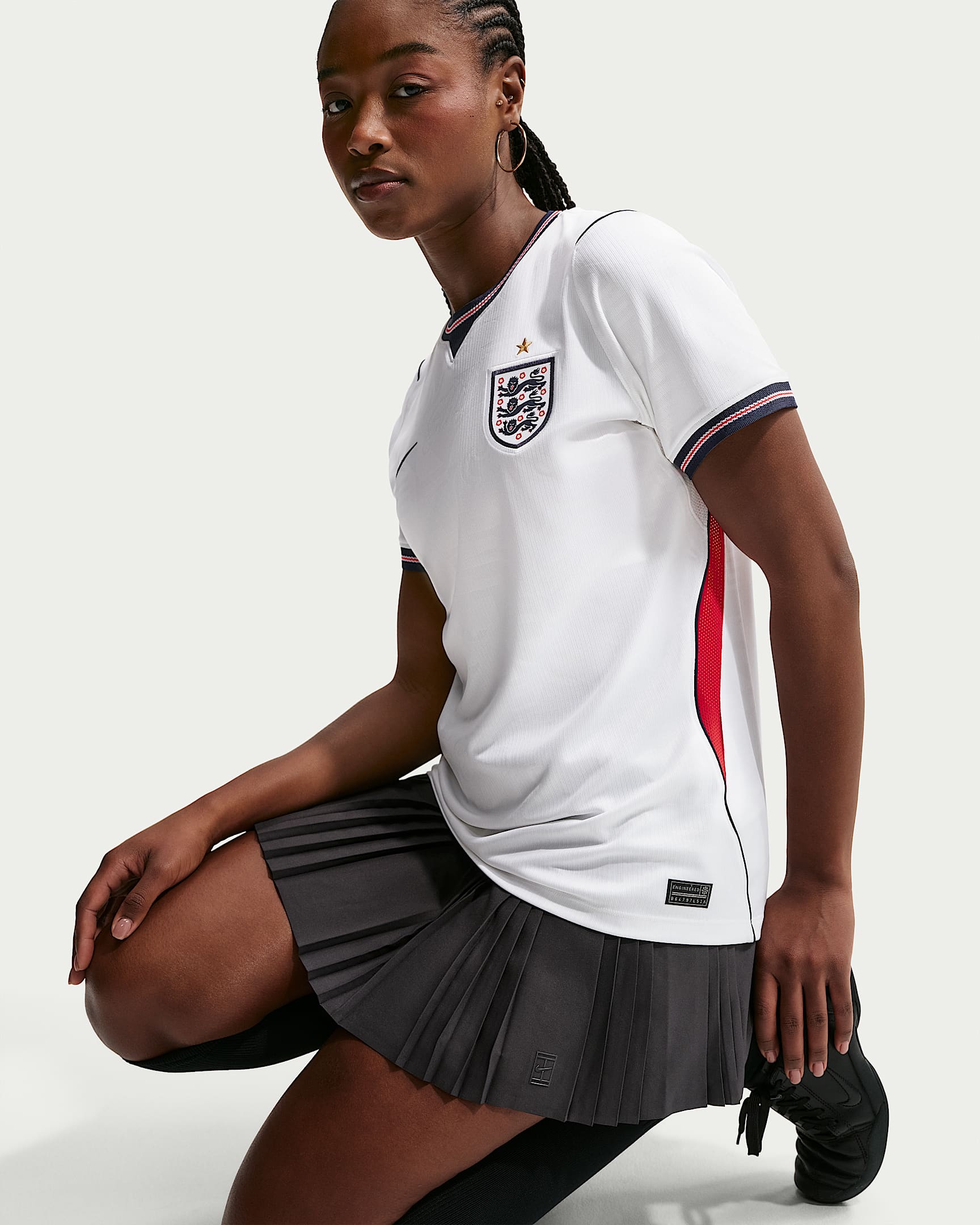 England National Team 2026 Stadium Home Women's Nike Dri-FIT Football Shirt - White/Speed Red/Obsidian/Obsidian