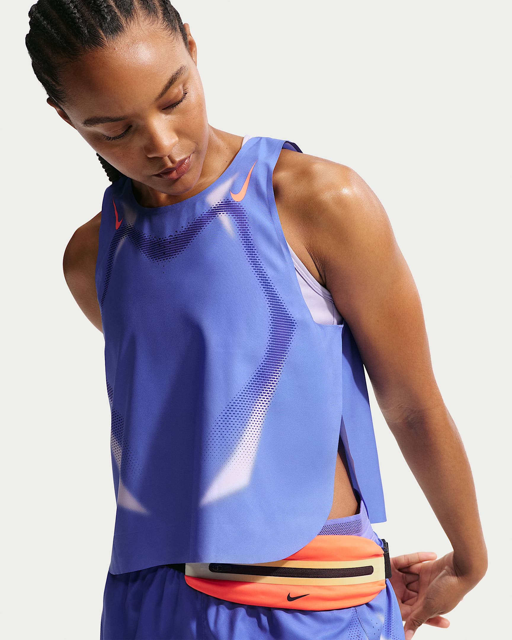 Nike AeroSwift Women's Dri-FIT ADV Cropped Running Tank Top - Sapphire/Hot Lava/Hot Lava