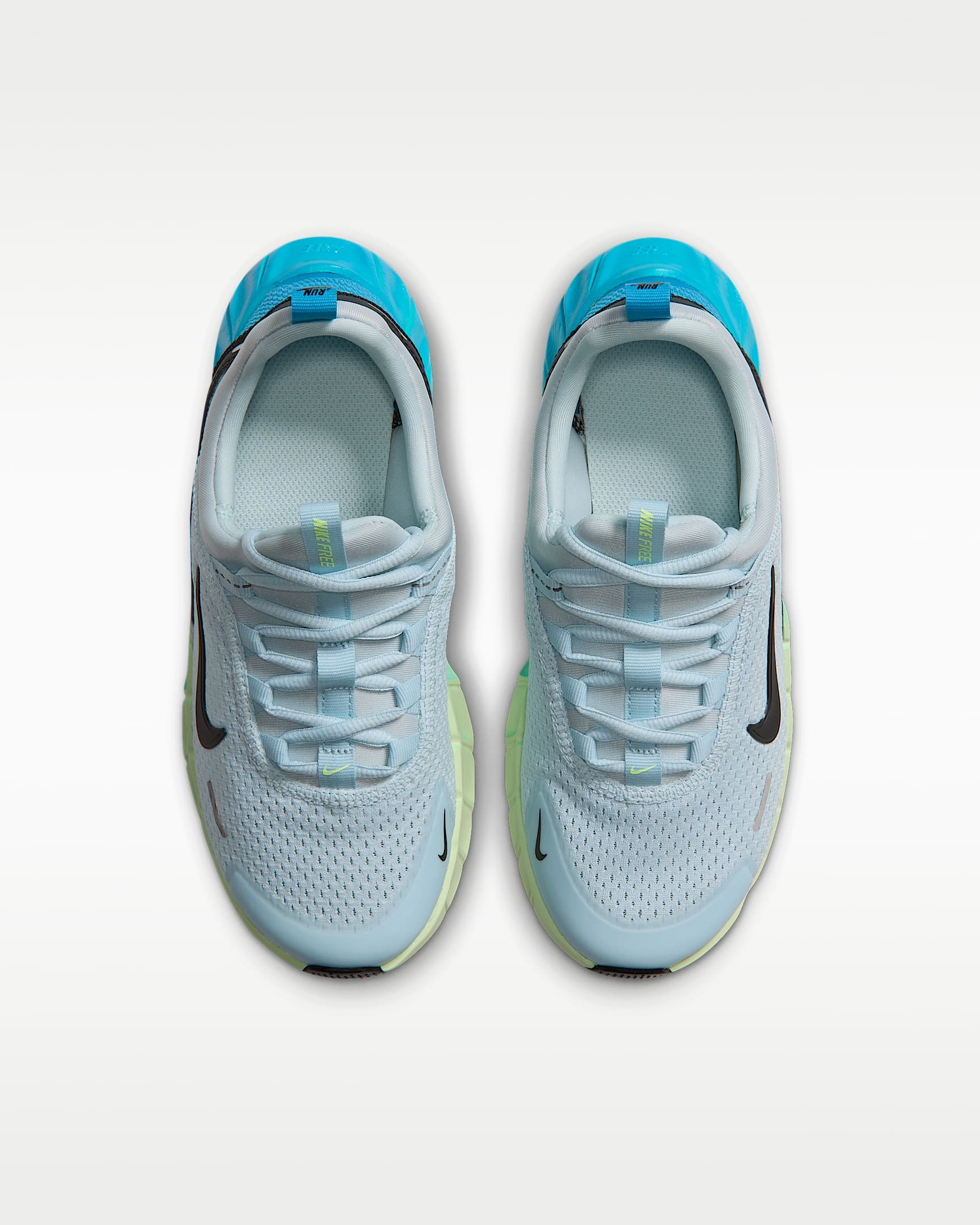 Tenis de correr para niños grandes Nike Free Ride - Azul glacial/Azul corriente claro/Voltio ligero/Negro