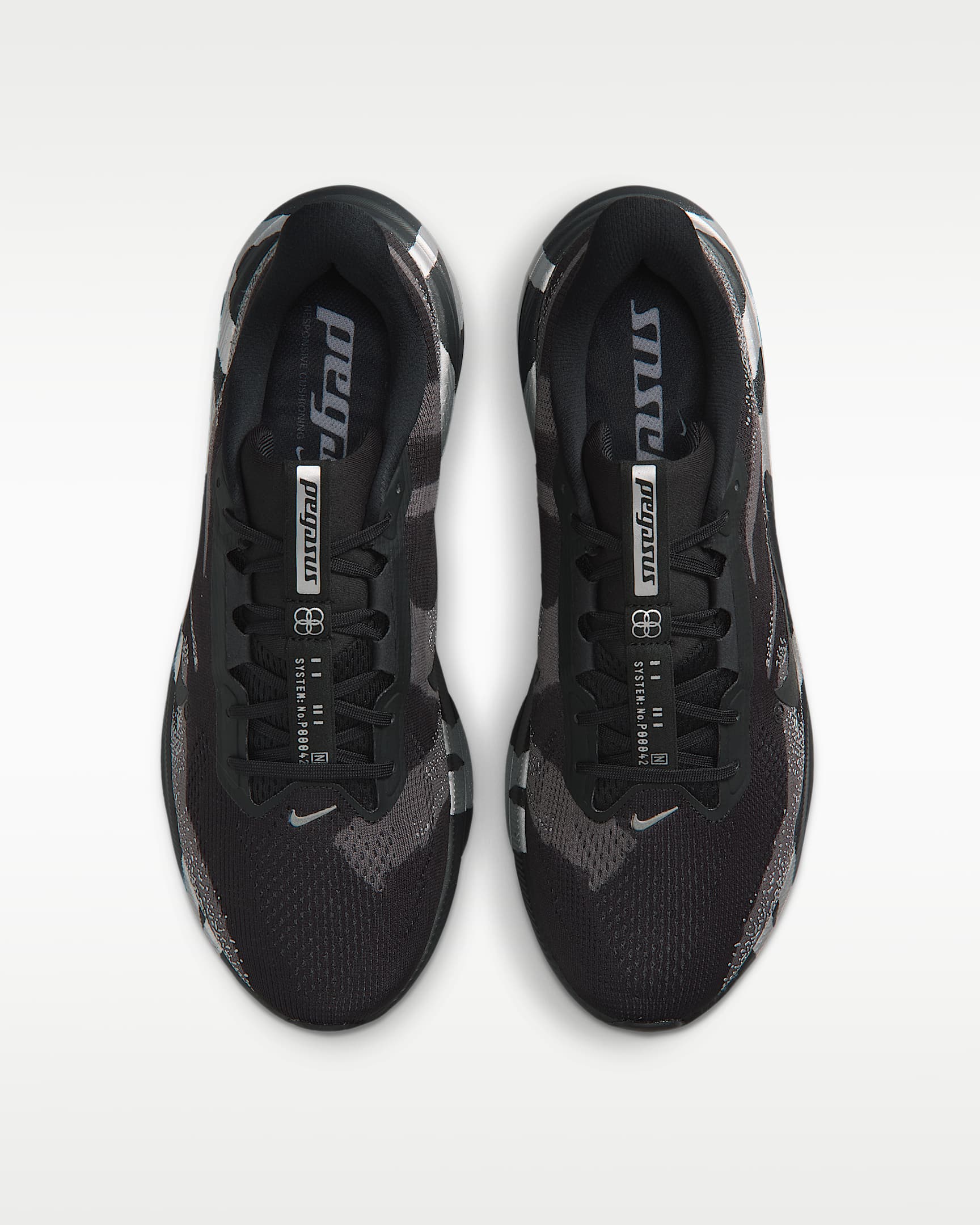 Nike Pegasus 42 Men's Road-Running Shoes - Black/Medium Ash/Metallic Silver/Black