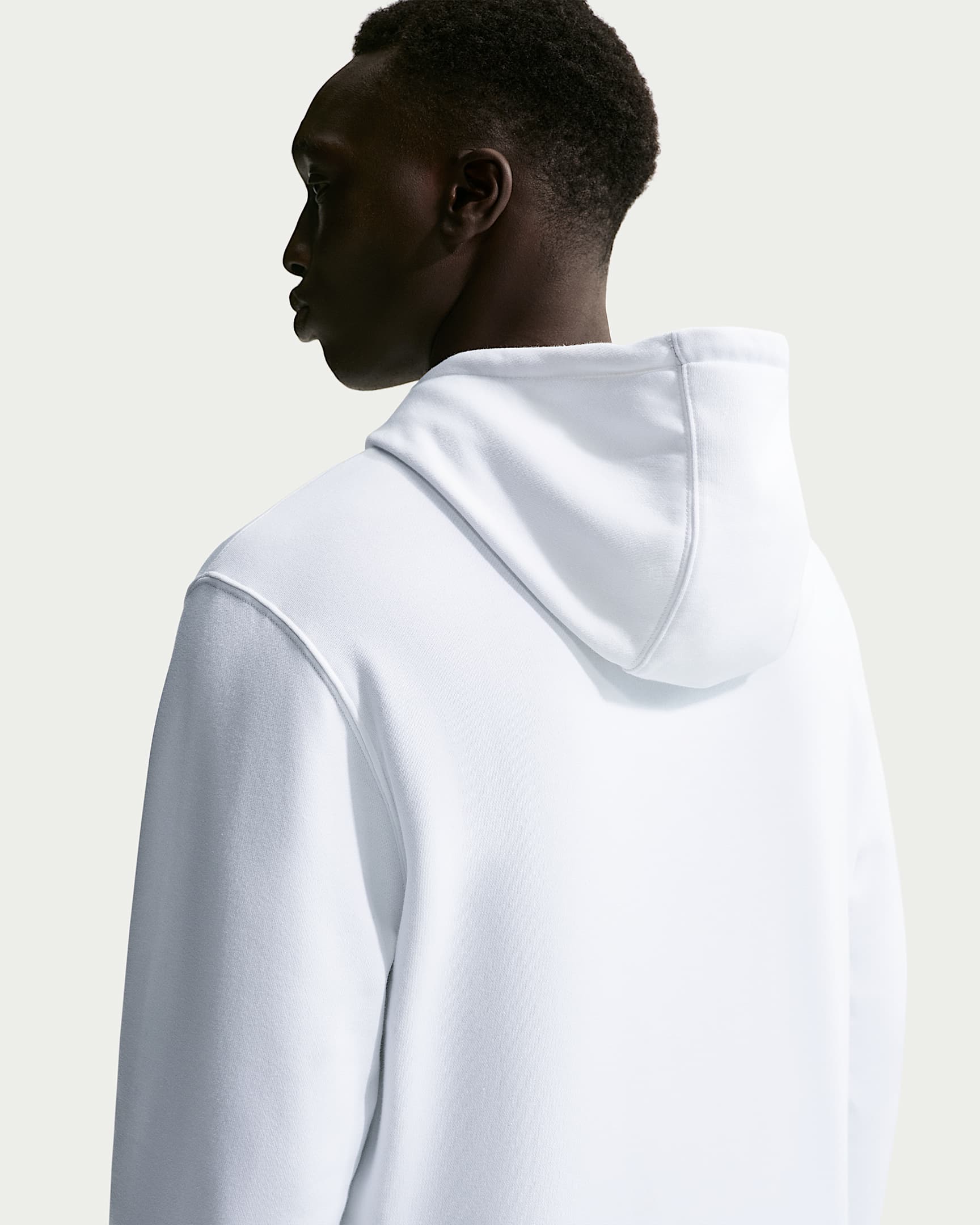 Nike Club Men's Pullover Fleece Hoodie - White/White/Black