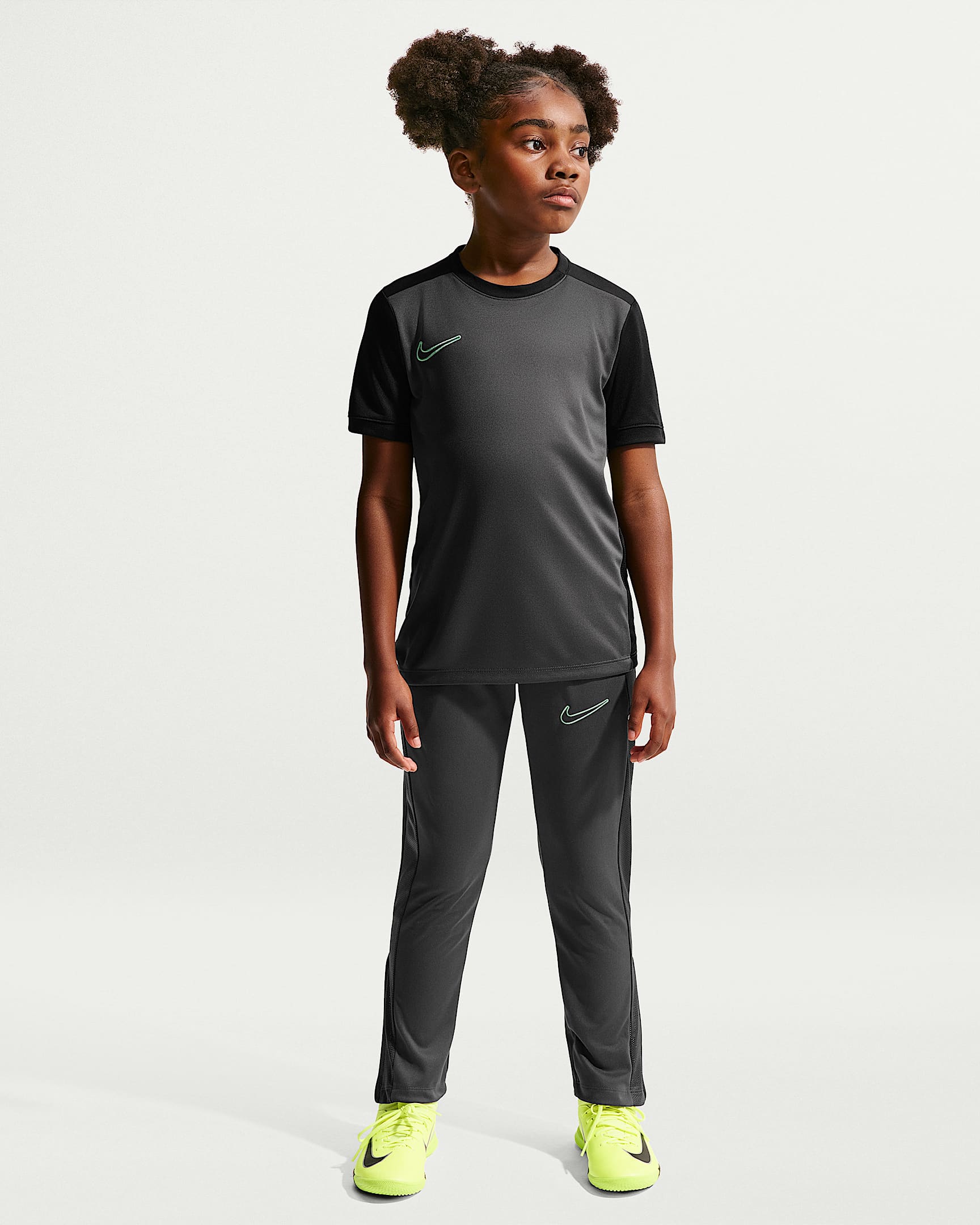 Camisola de futebol Dri-FIT Nike Academy Júnior - Anthracite/Preto/Verde Illusion/Verde Illusion