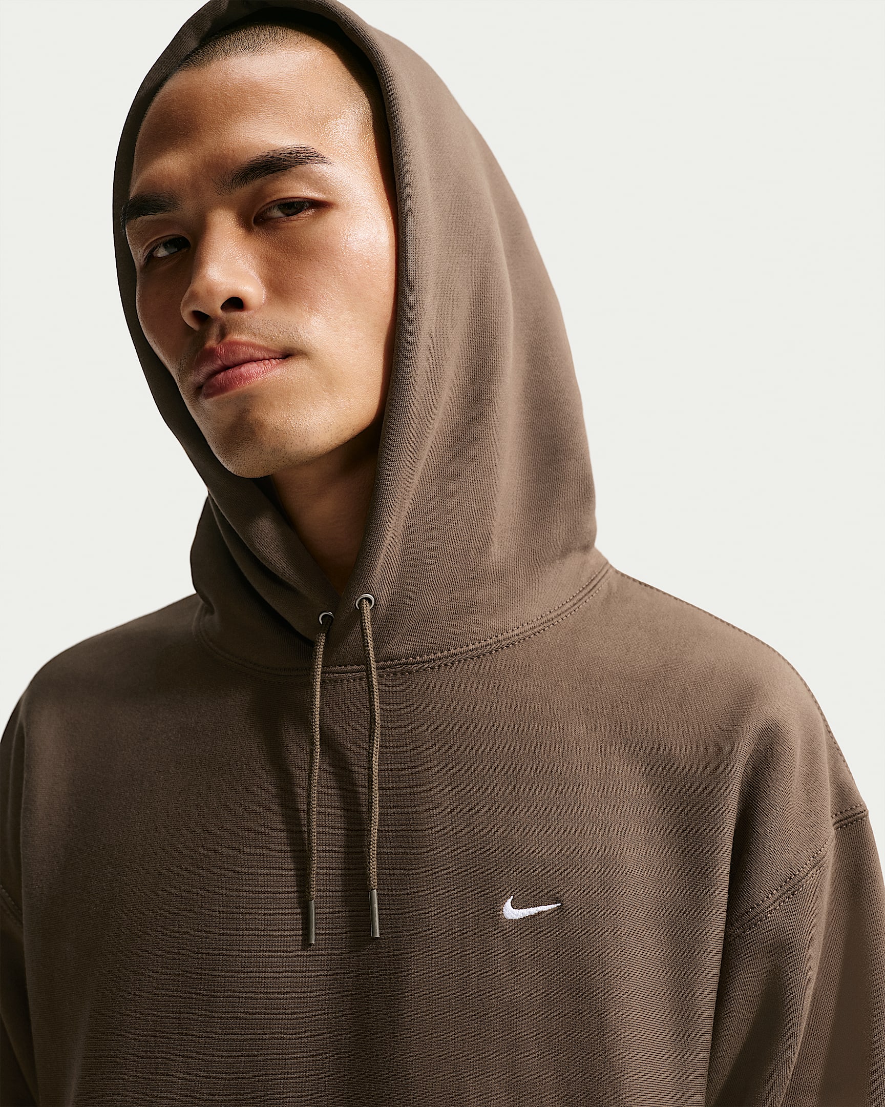 Nike Solo Swoosh Men's Pullover Hoodie - Dark Hazel/White