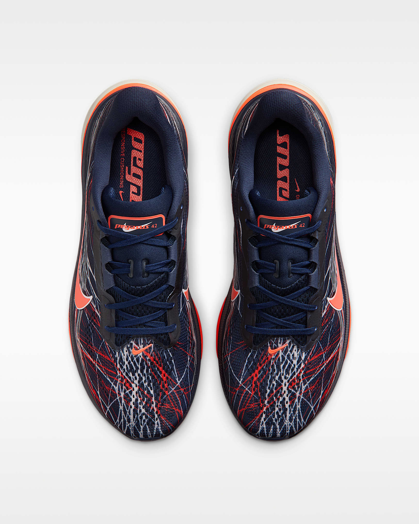 Nike Pegasus 42 Men's Road-Running Shoes - Obsidian/Light Bone/Bright Crimson/Dynamic Yellow