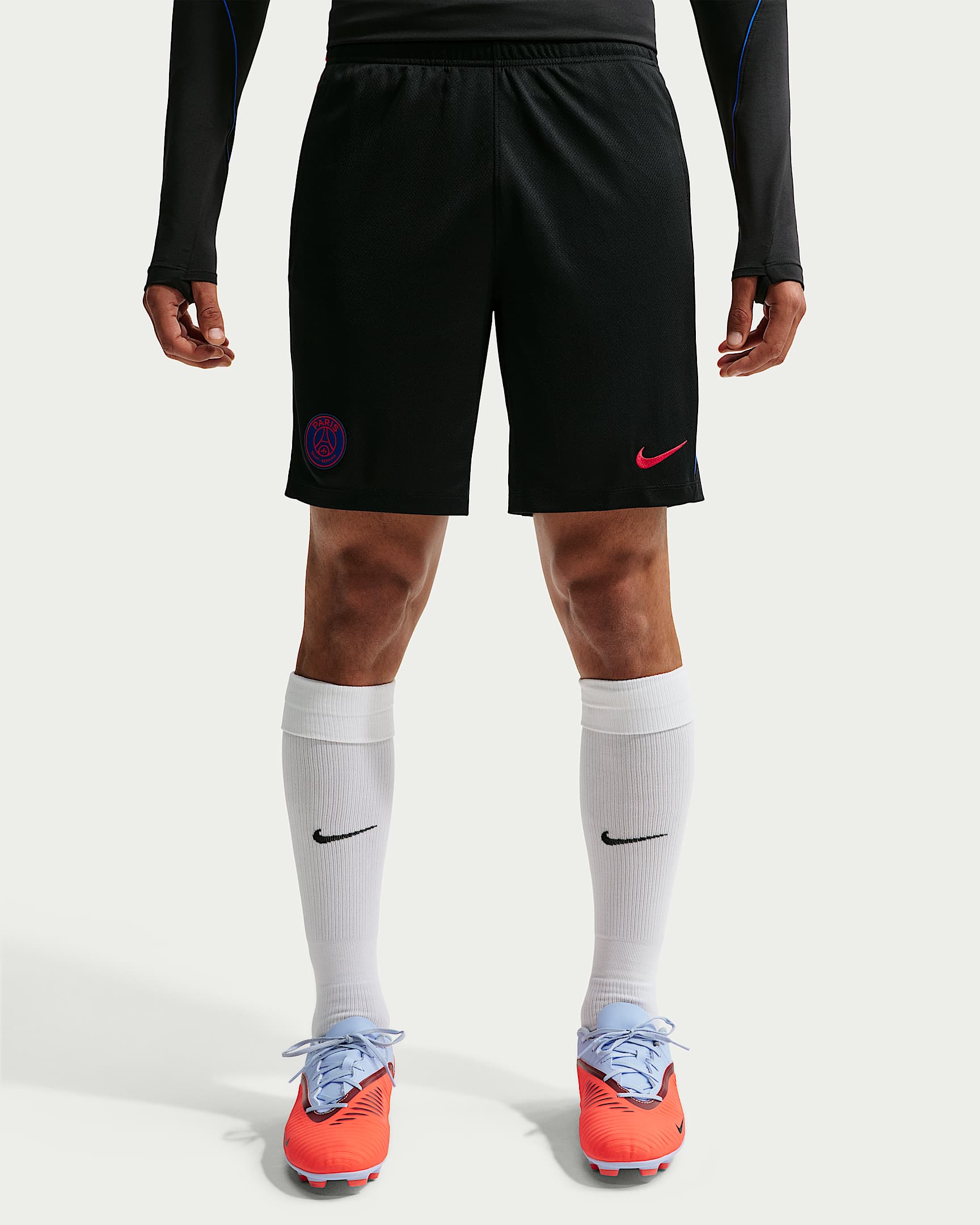 Paris Saint-Germain Strike Nike Dri-FIT strikket fotballshorts til herre - Svart/Global Red/Global Red