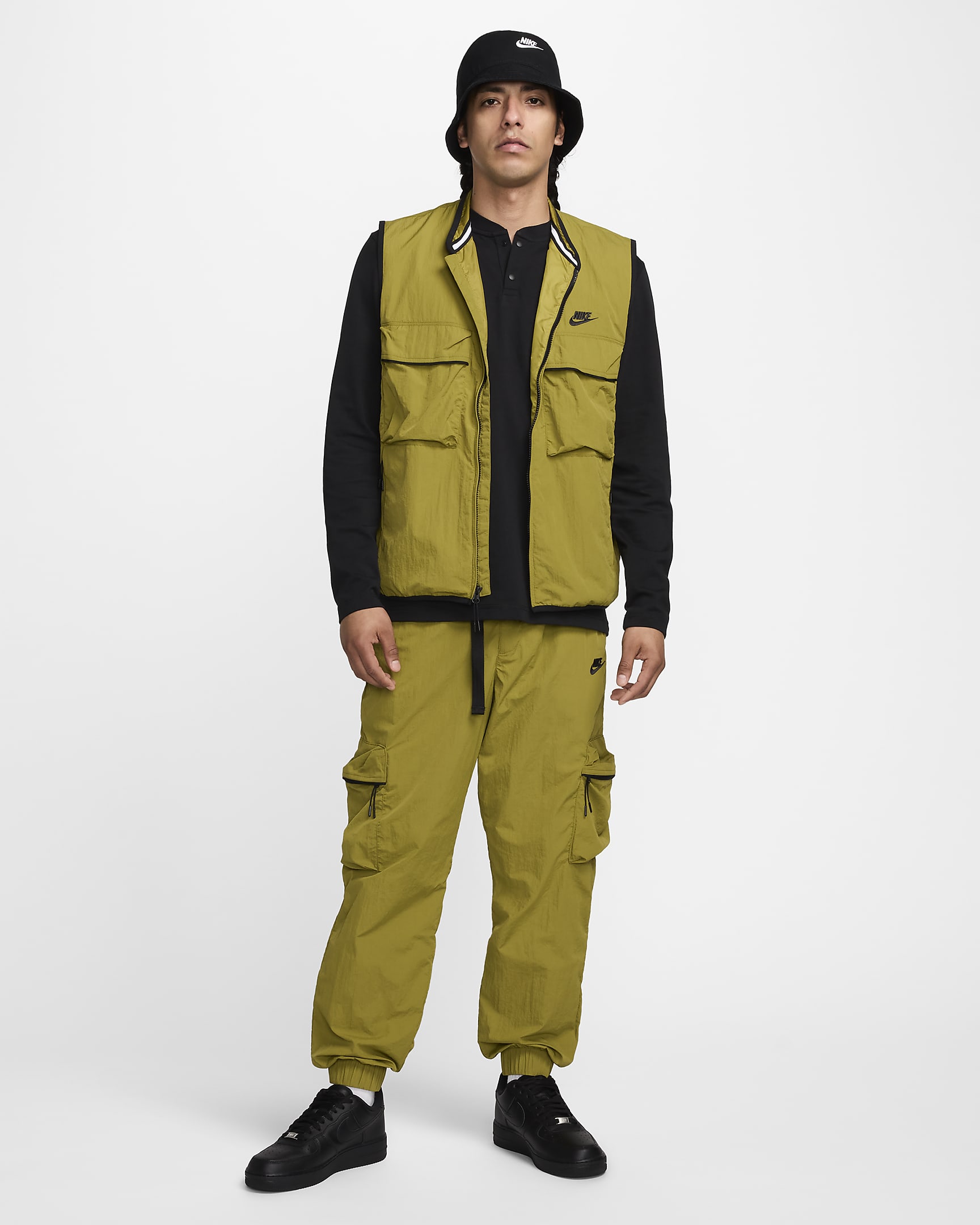 Nike Tech vevd vest til herre - Pacific Moss/Pacific Moss/Svart