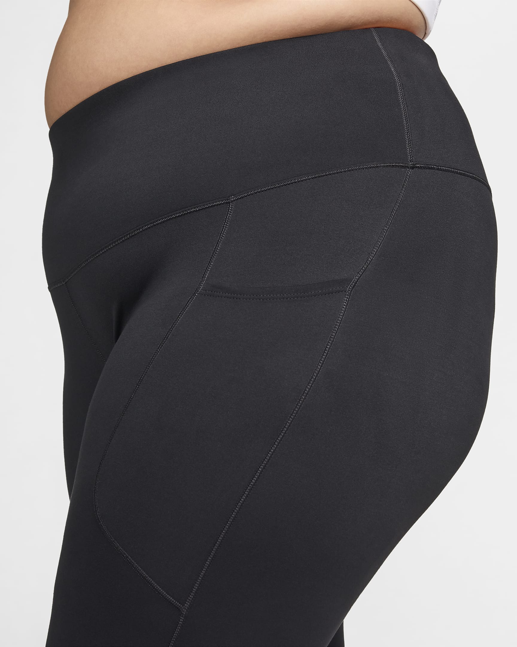 Nike One Women's High-Waisted 7/8 Leggings with Pockets (Plus Size) - Black/Black