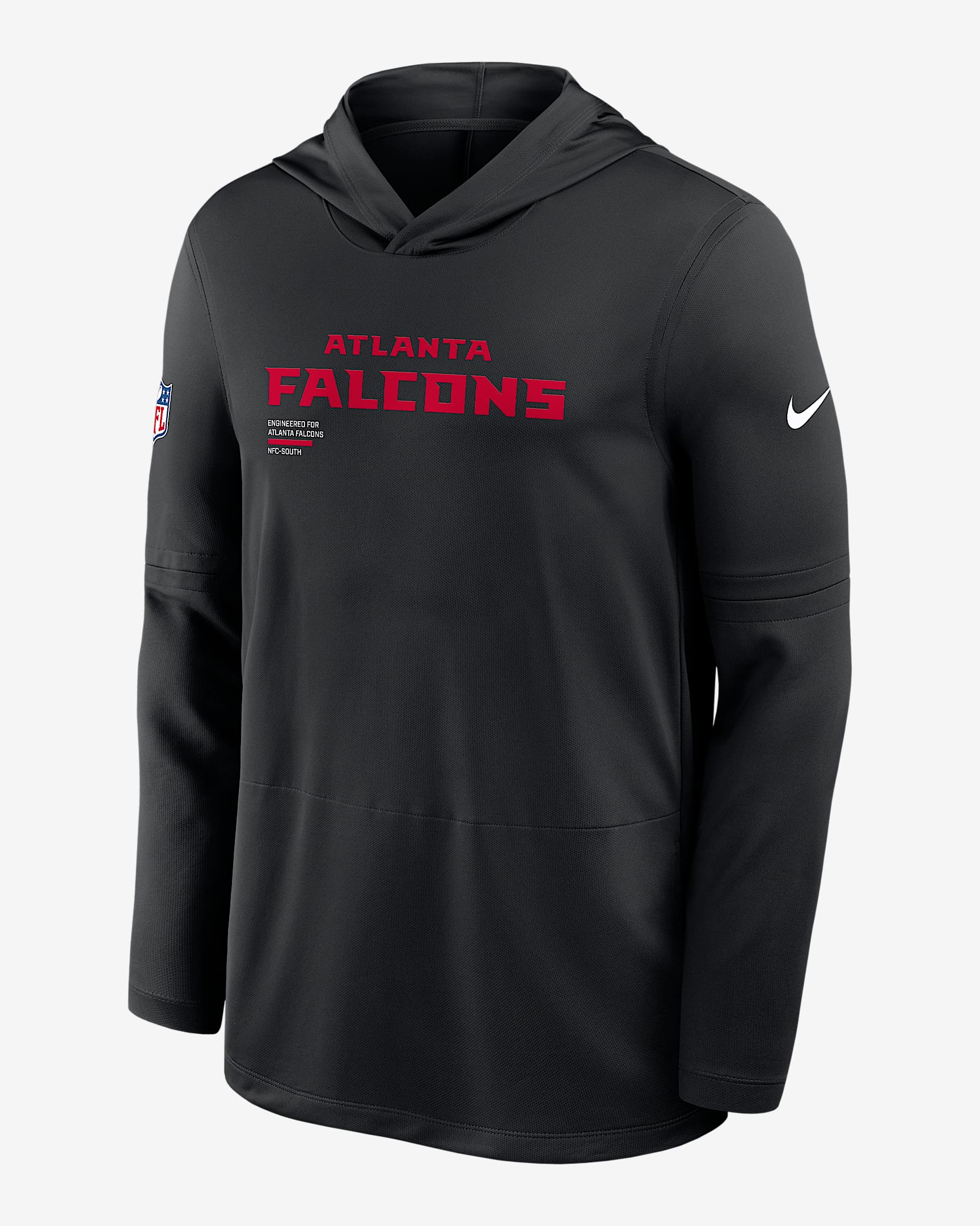 Atlanta Falcons Pure Fury Sideline Men's Nike Dri-FIT NFL Long-Sleeve Hooded Top - Black
