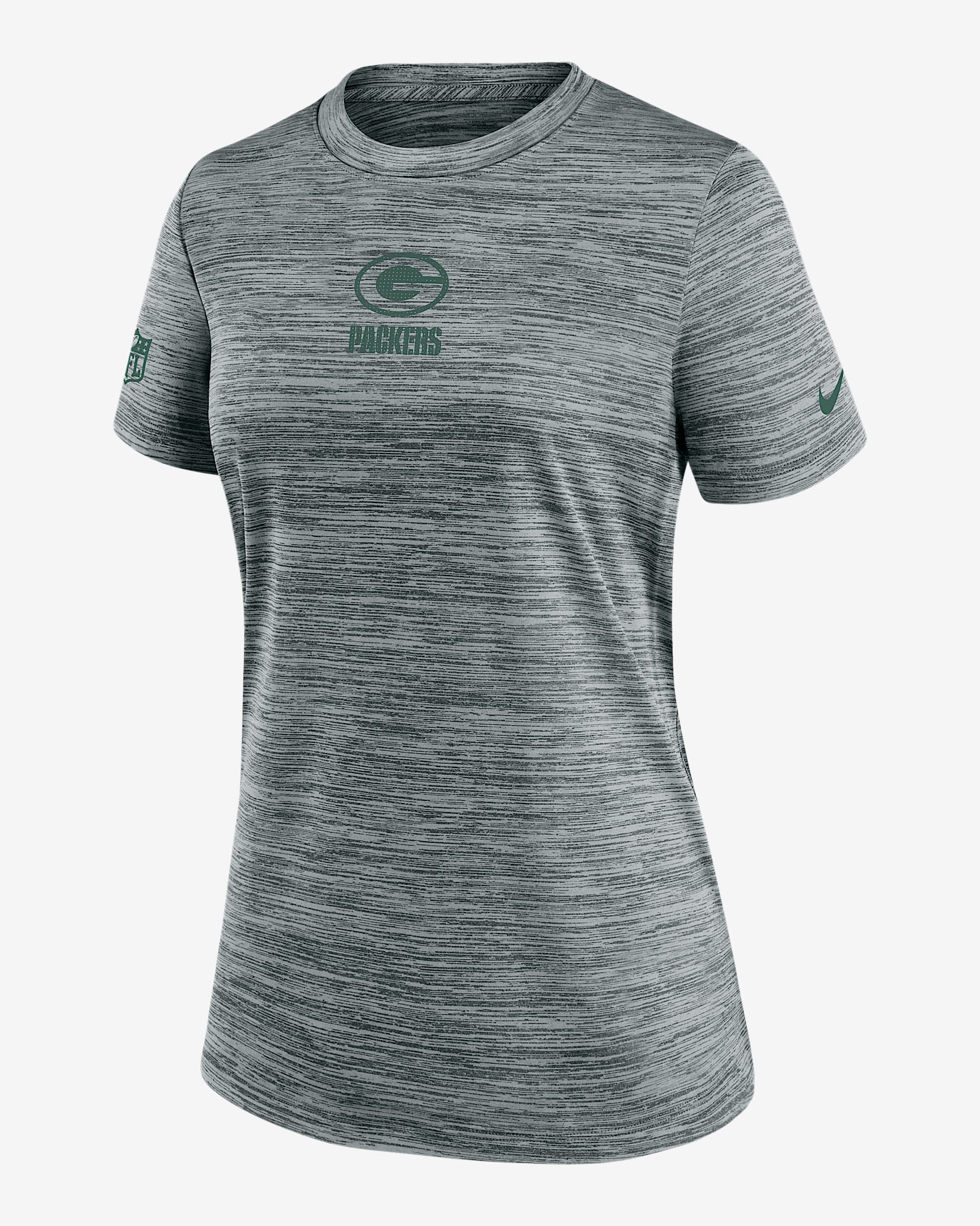 Green Bay Packers Sideline Team Issue Velocity Women's Nike Dri-FIT NFL T-Shirt - Grey Heather