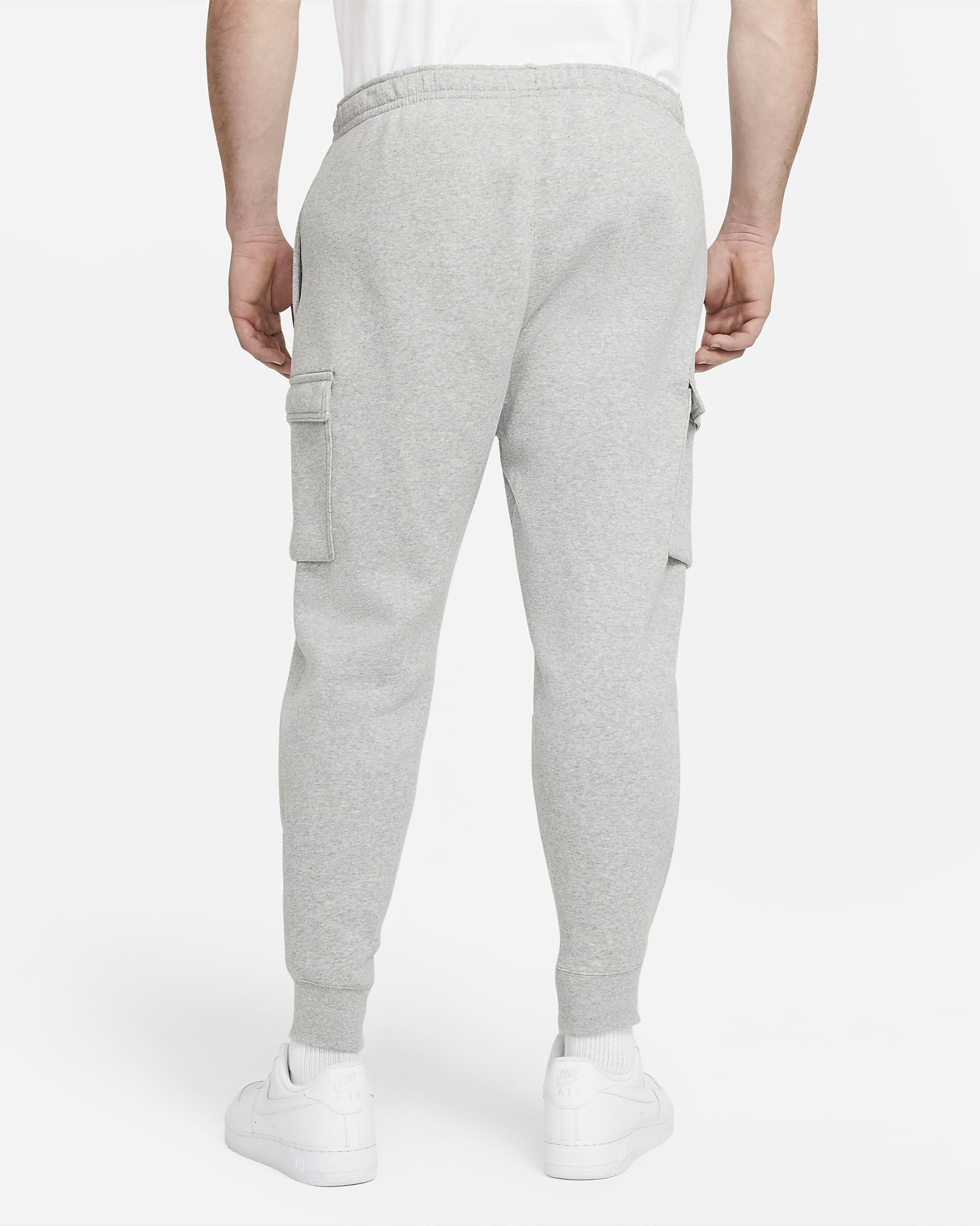 Pantaloni cargo Nike Sportswear Club Fleece - Uomo - Dark Grey Heather/Matte Silver/Bianco