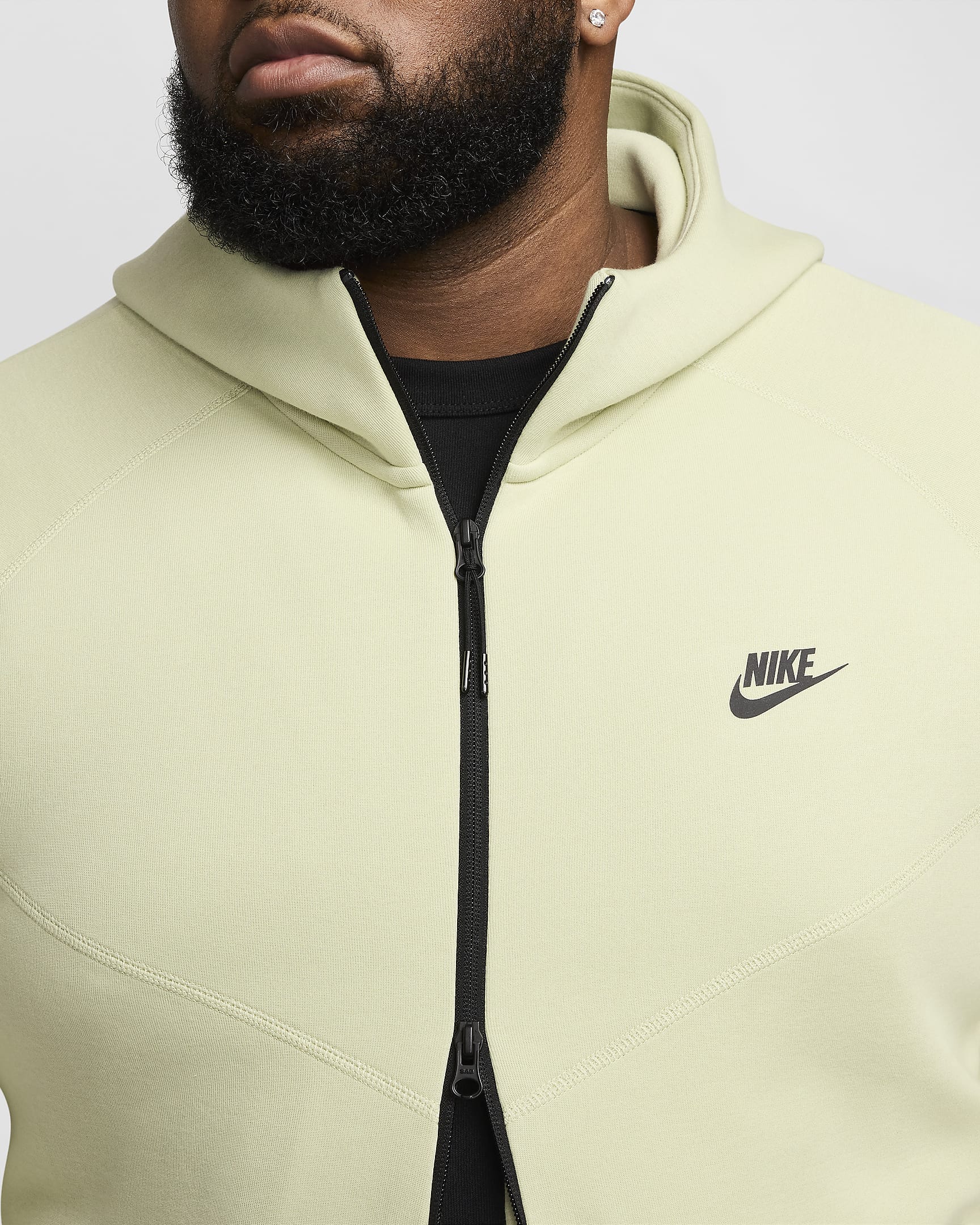 Huvtröja med hel dragkedja Nike Sportswear Tech Fleece Windrunner för män - Olive Aura/Svart