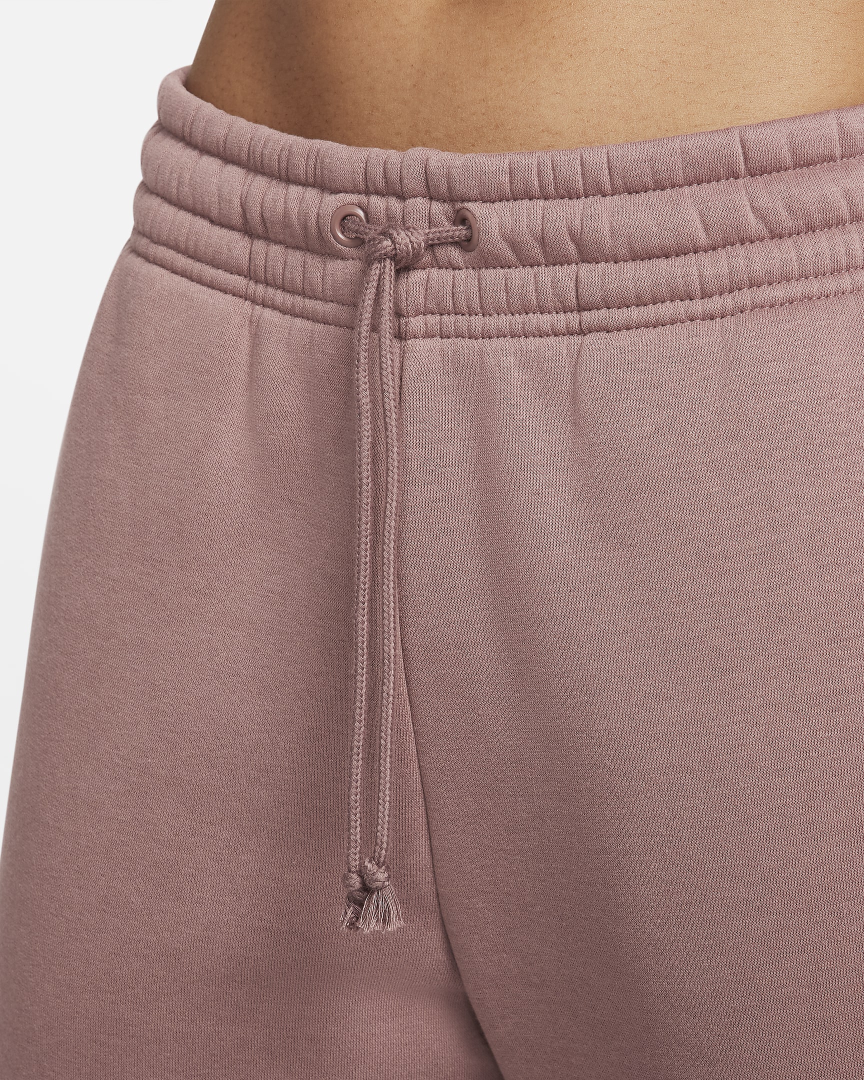 Damskie spodnie dresowe ze średnim stanem Nike Sportswear Phoenix Fleece - Smokey Mauve/Czerń