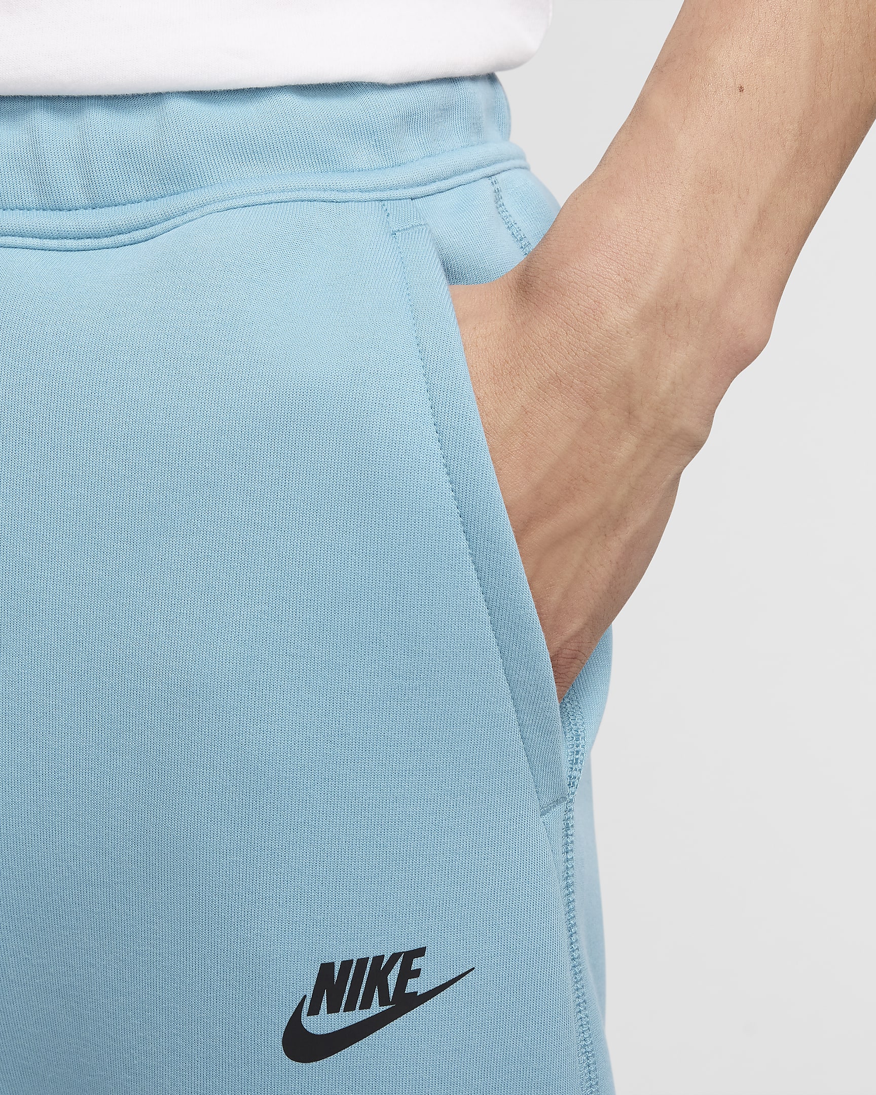 กางเกงจ๊อกกิ้งผู้ชายทรงเข้ารูป Nike Sportswear Tech Fleece - Denim Turquoise/ดำ