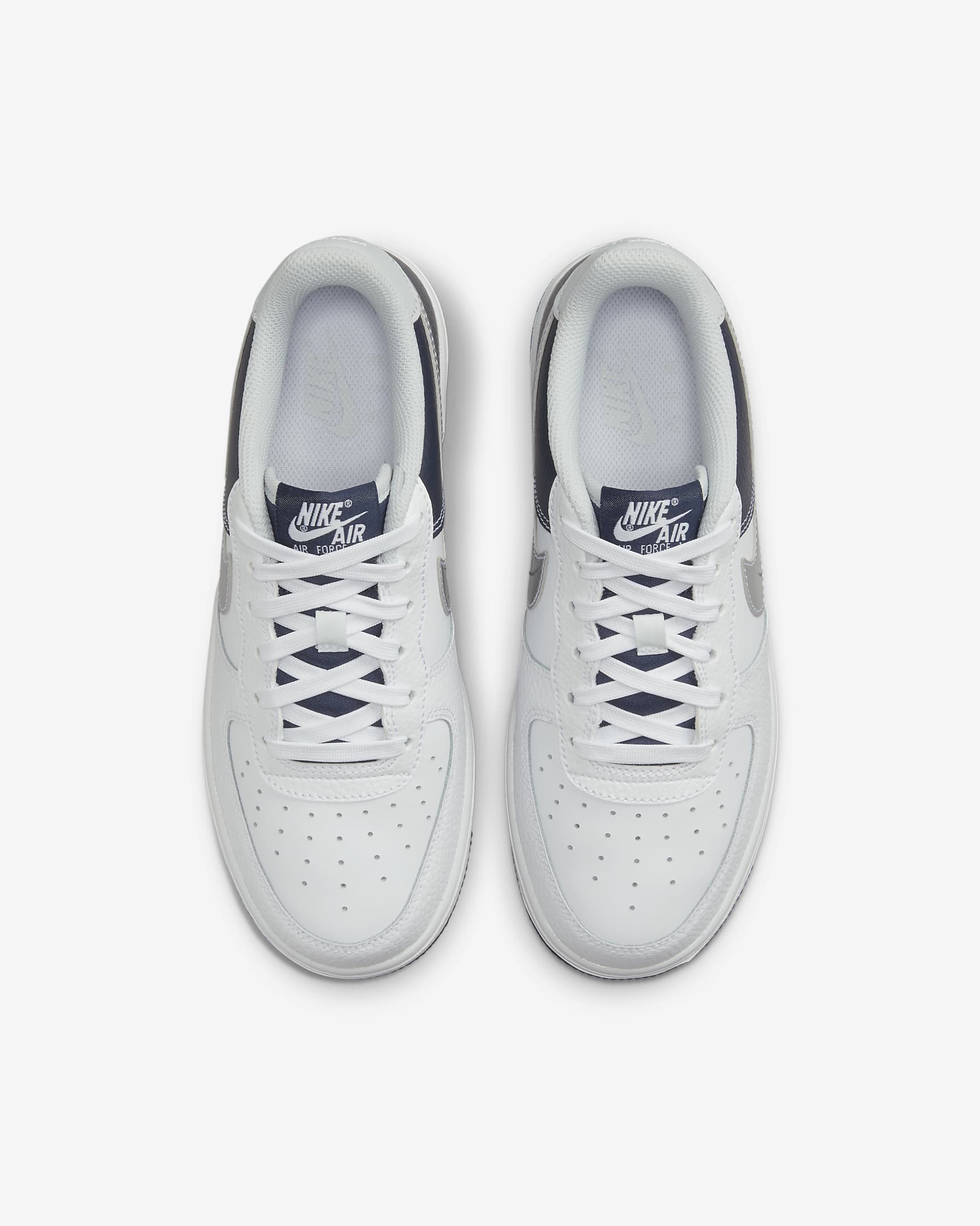 Nike Air Force 1 LV8 Older Kids' Shoes - White/Midnight Navy/Pure Platinum/Metallic Silver