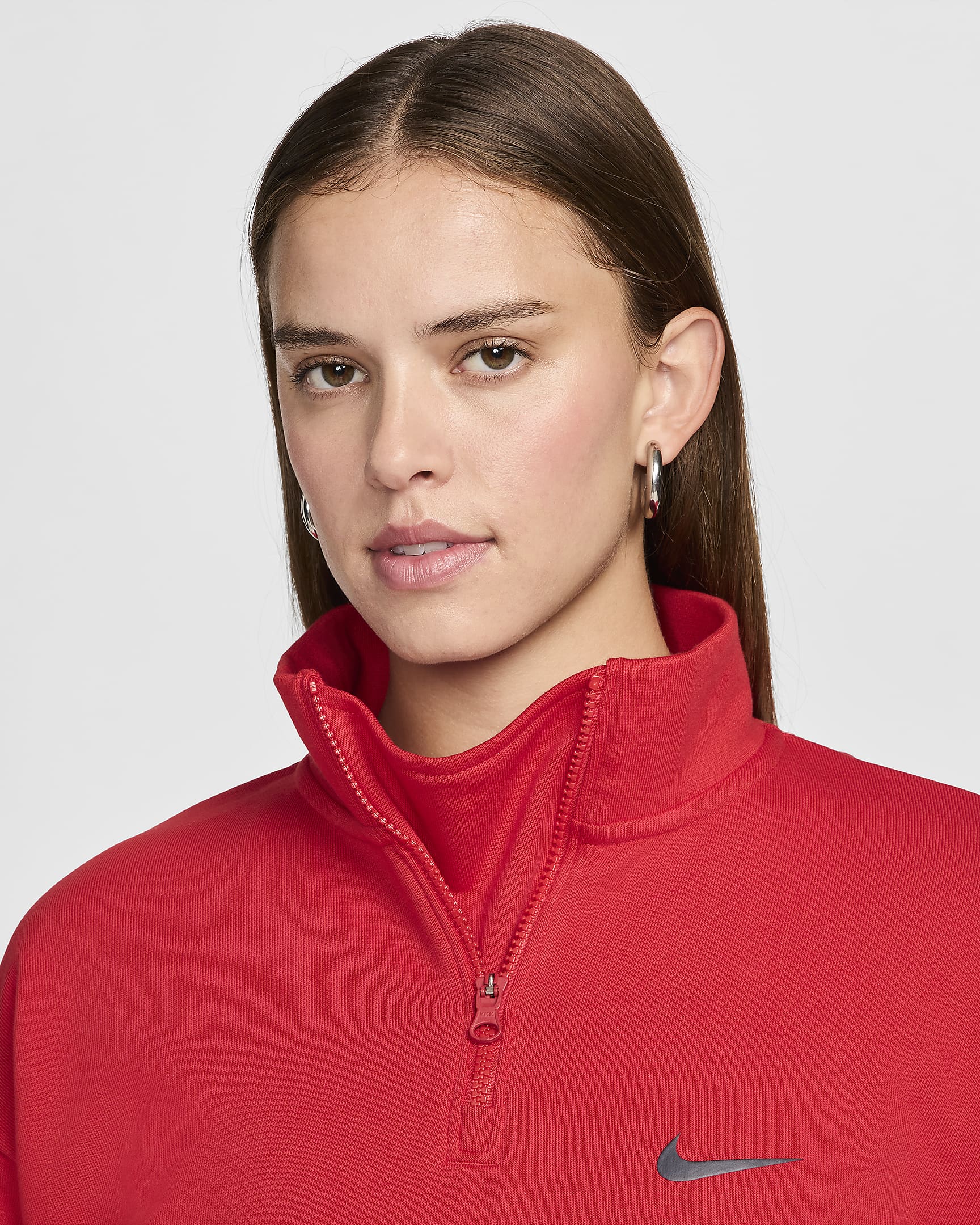 USA Village Women's Nike Basketball 1/2-Zip Fleece Sweatshirt - Sport Red/Obsidian