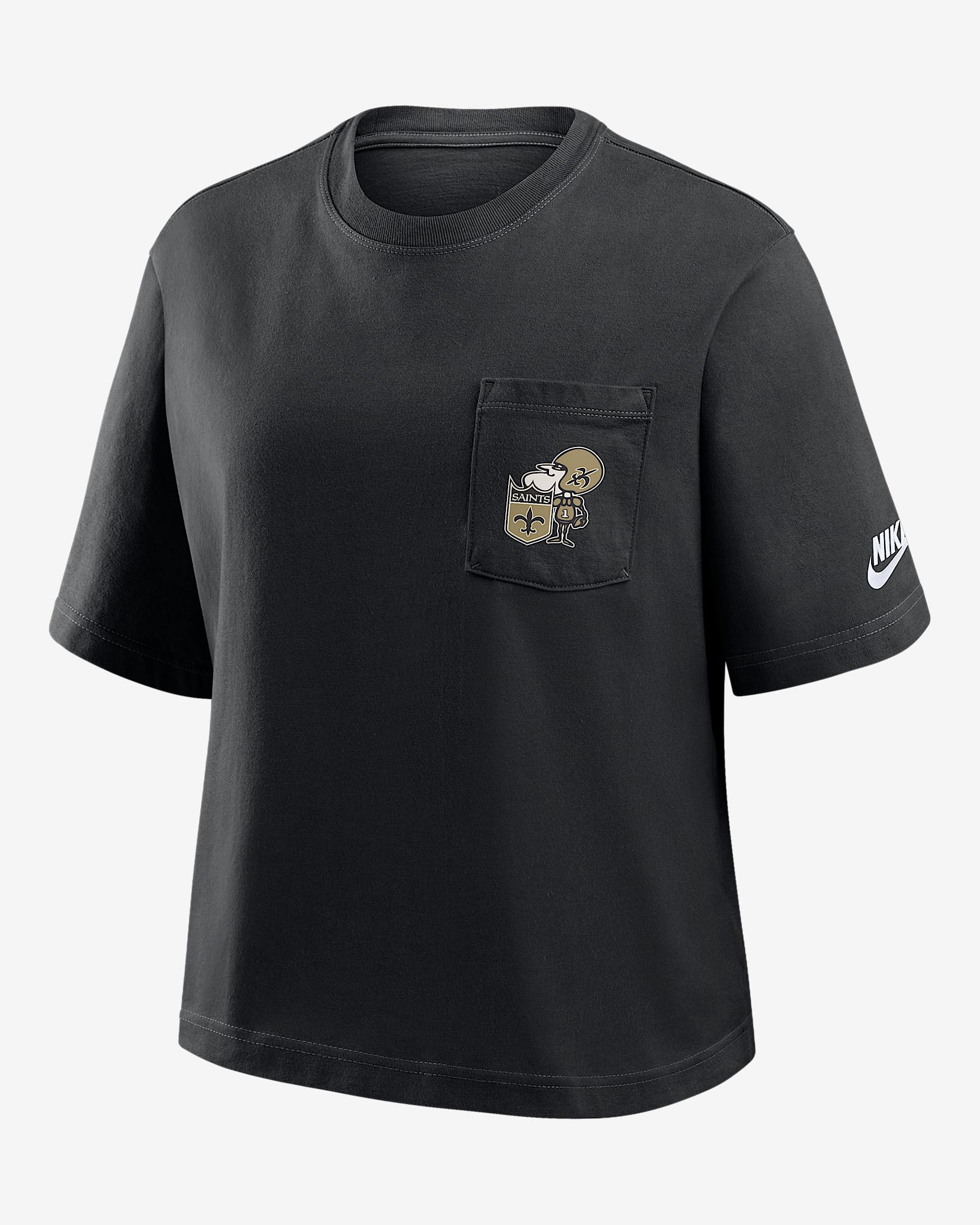 New Orleans Saints Rewind Pocket Boxy Women's Nike NFL T-Shirt - Black