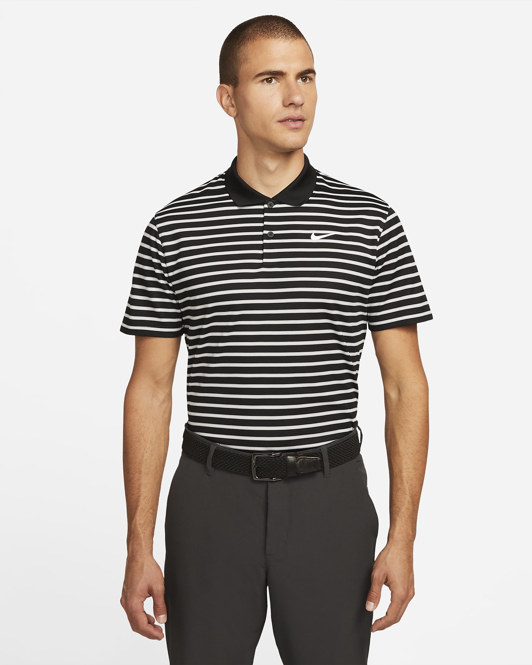 Nike Dri-FIT Victory Men's Striped Golf Polo - Black/White