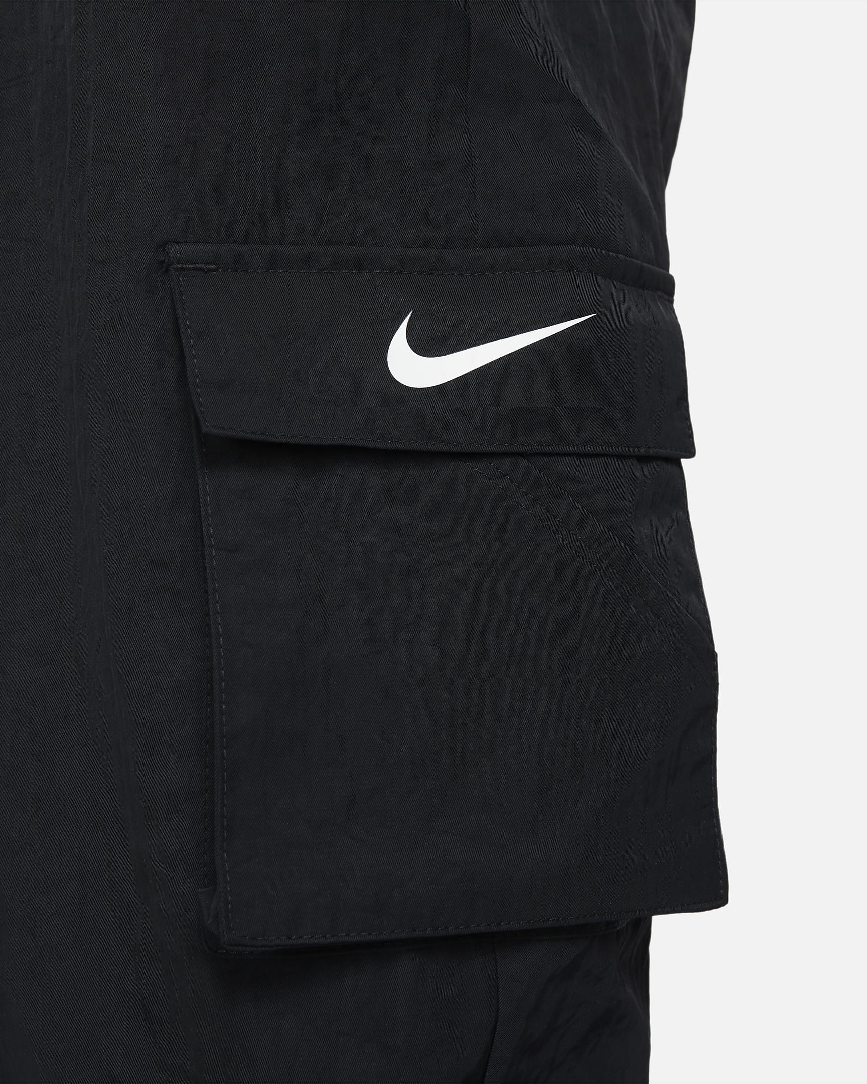 Nike Sportswear Essential Geweven cargobroek met hoge taille voor dames - Zwart/Wit