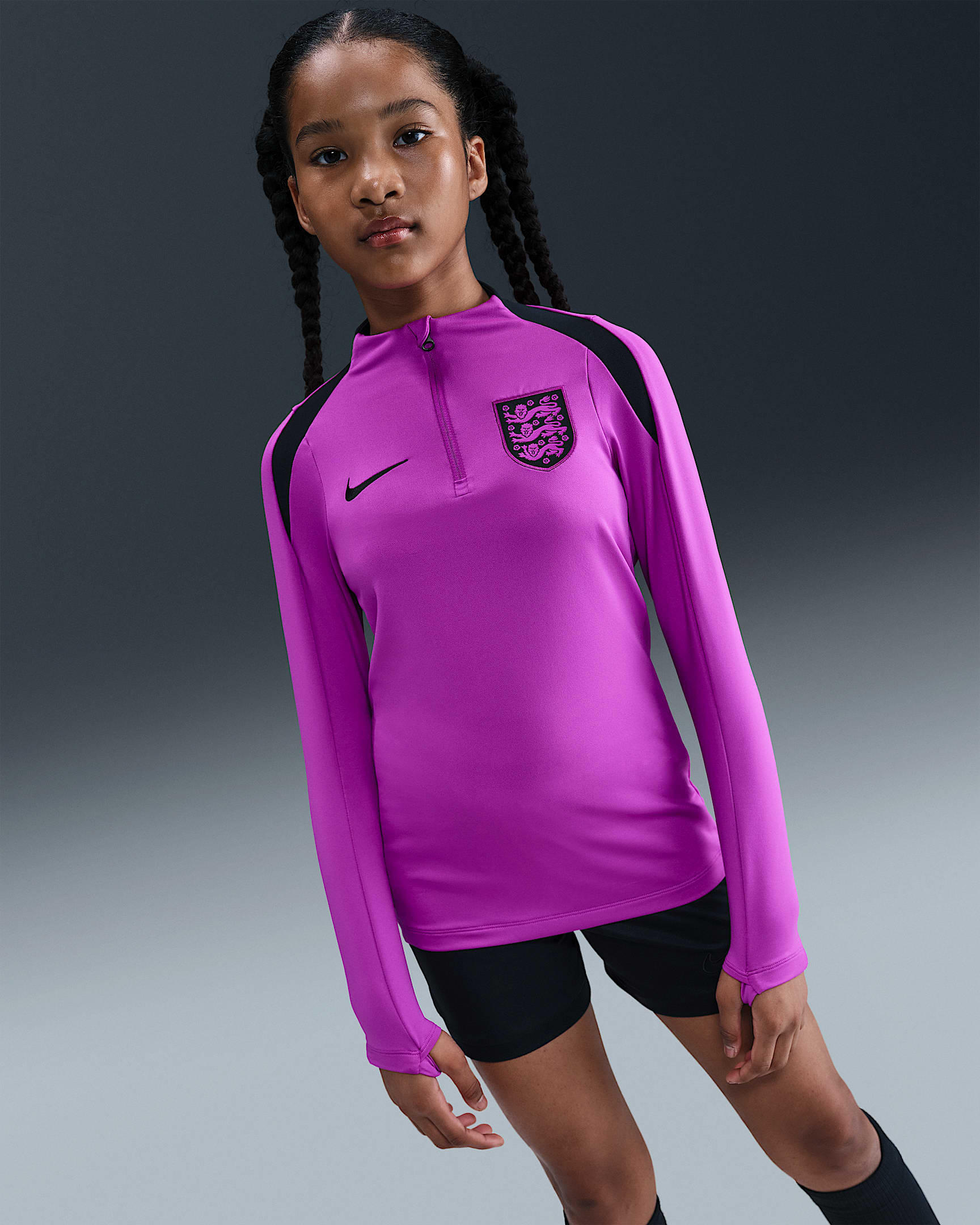 England Strike Older Kids' Nike Dri-FIT Football Drill Top - Vivid Purple/Black/Black