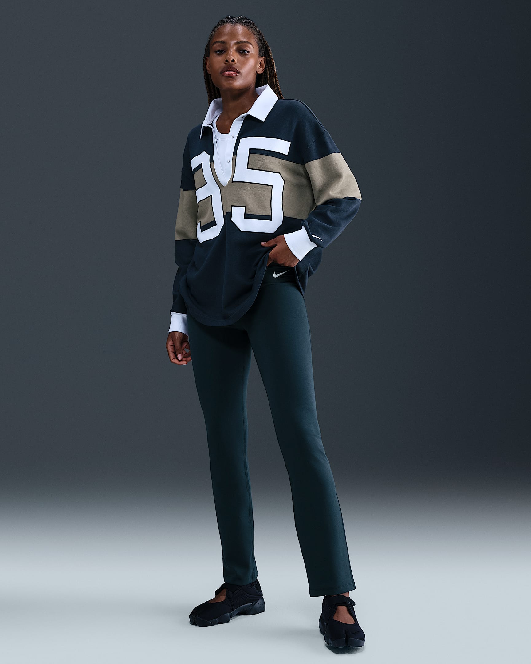 Pants acampanados de tiro alto para mujer Nike Sportswear Classic - Alga/Vela