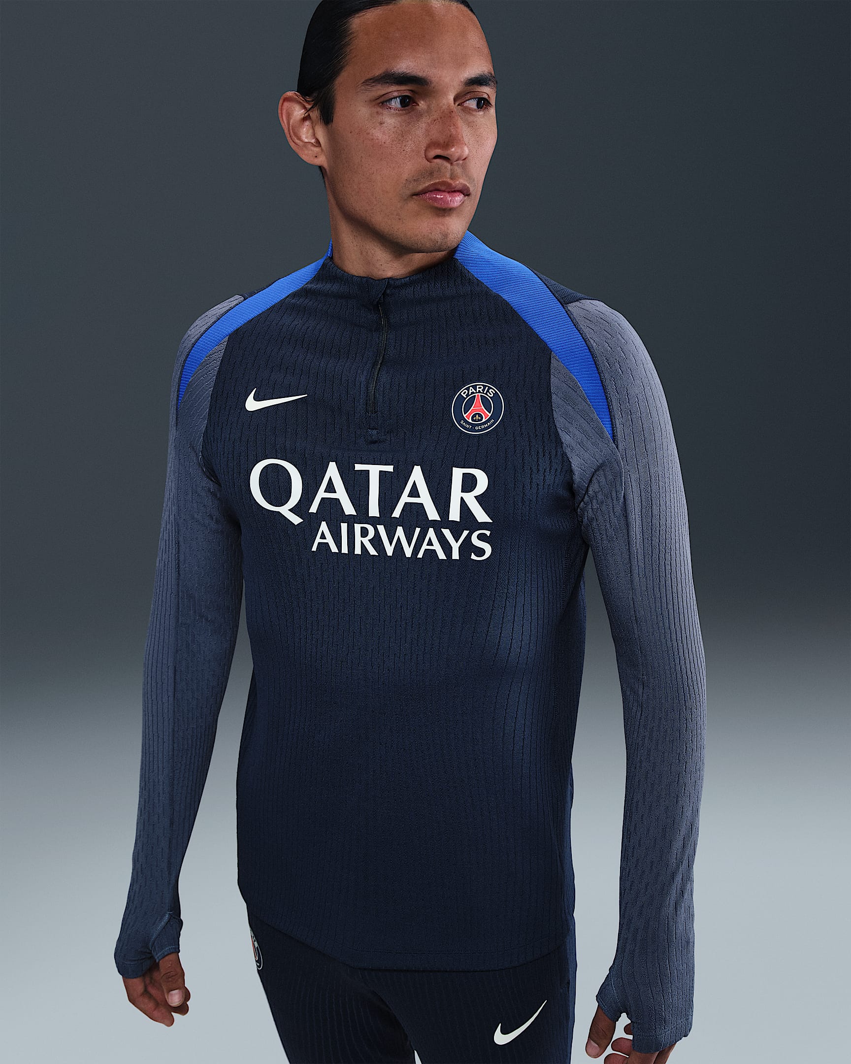 Paris Saint-Germain Strike Elite Nike Dri-FIT-ADV-Fußball-Drill-Oberteil aus Strickmaterial für Herren - Midnight Navy/Diffused Blue/Hyper Royal/Weiß