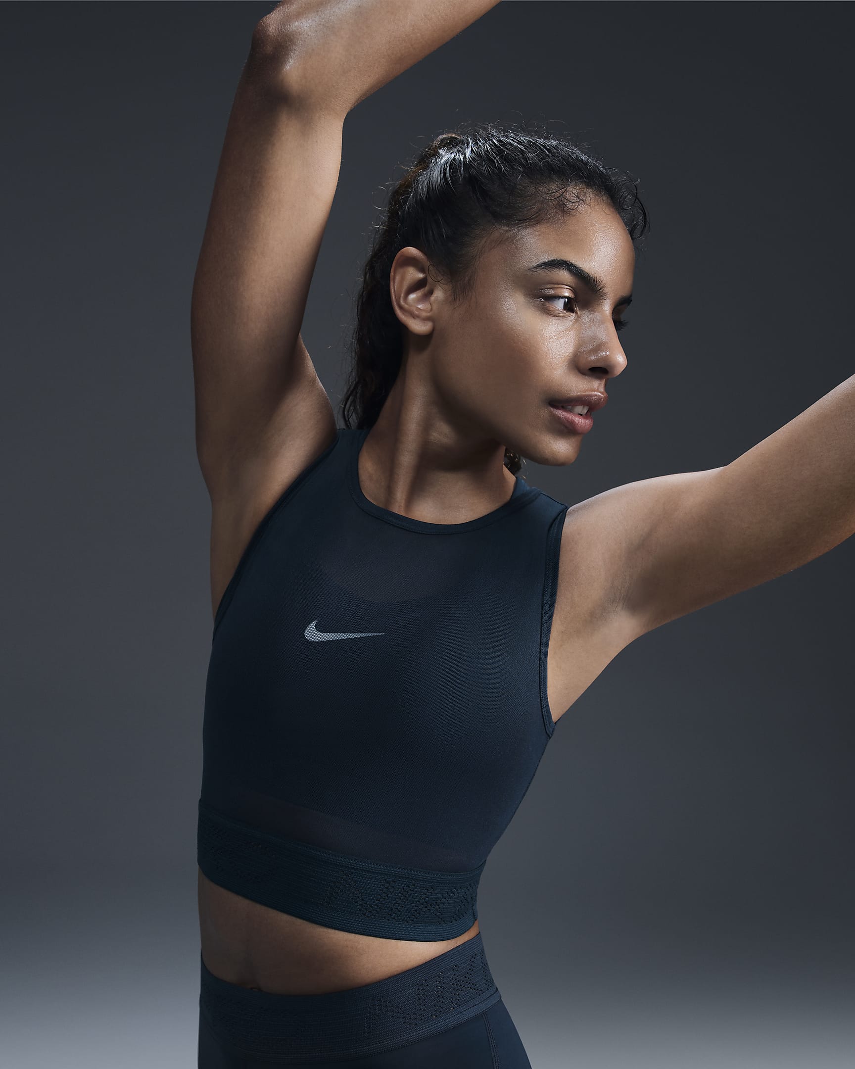 Nike Pro Women's Mesh Tank Top - Armoury Navy/White