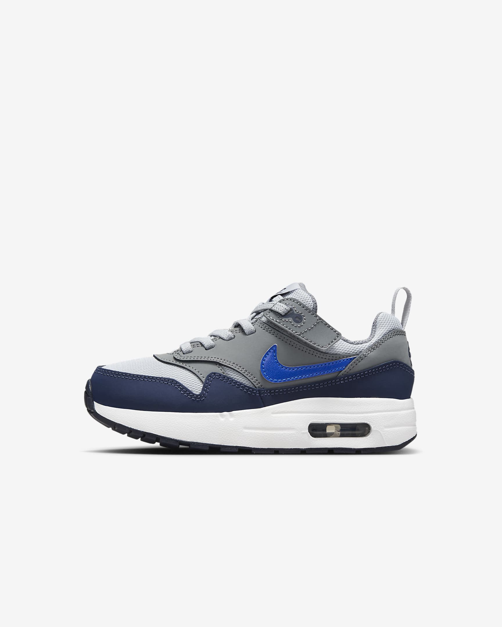 Nike Air Max 1 EasyOn Younger Kids' Shoes - Smoke Grey/Wolf Grey/Obsidian/Racer Blue